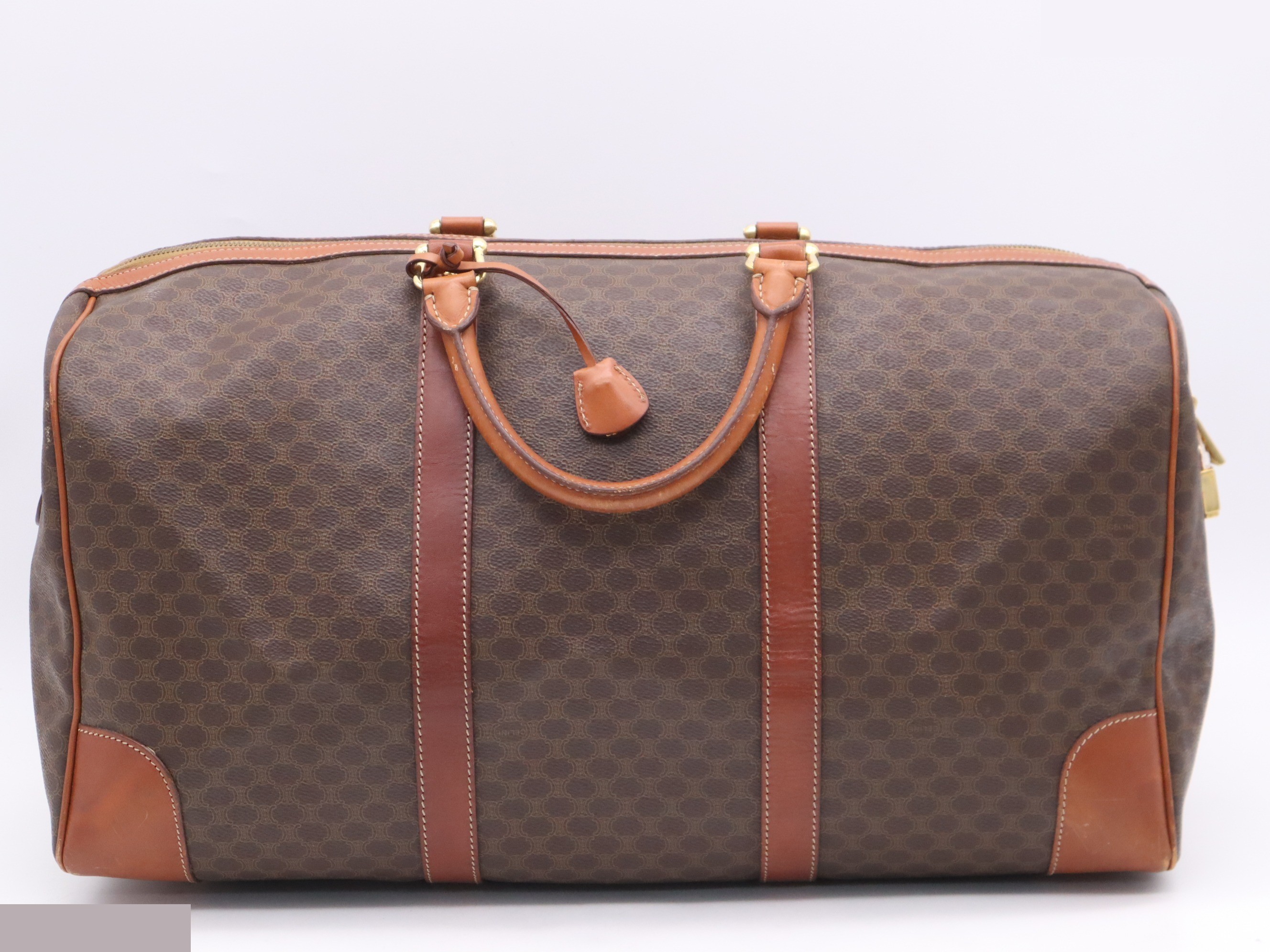 PVC/Leather Macadam Boston Bag with Padlock, Key, and Clochette - Brown — view 2