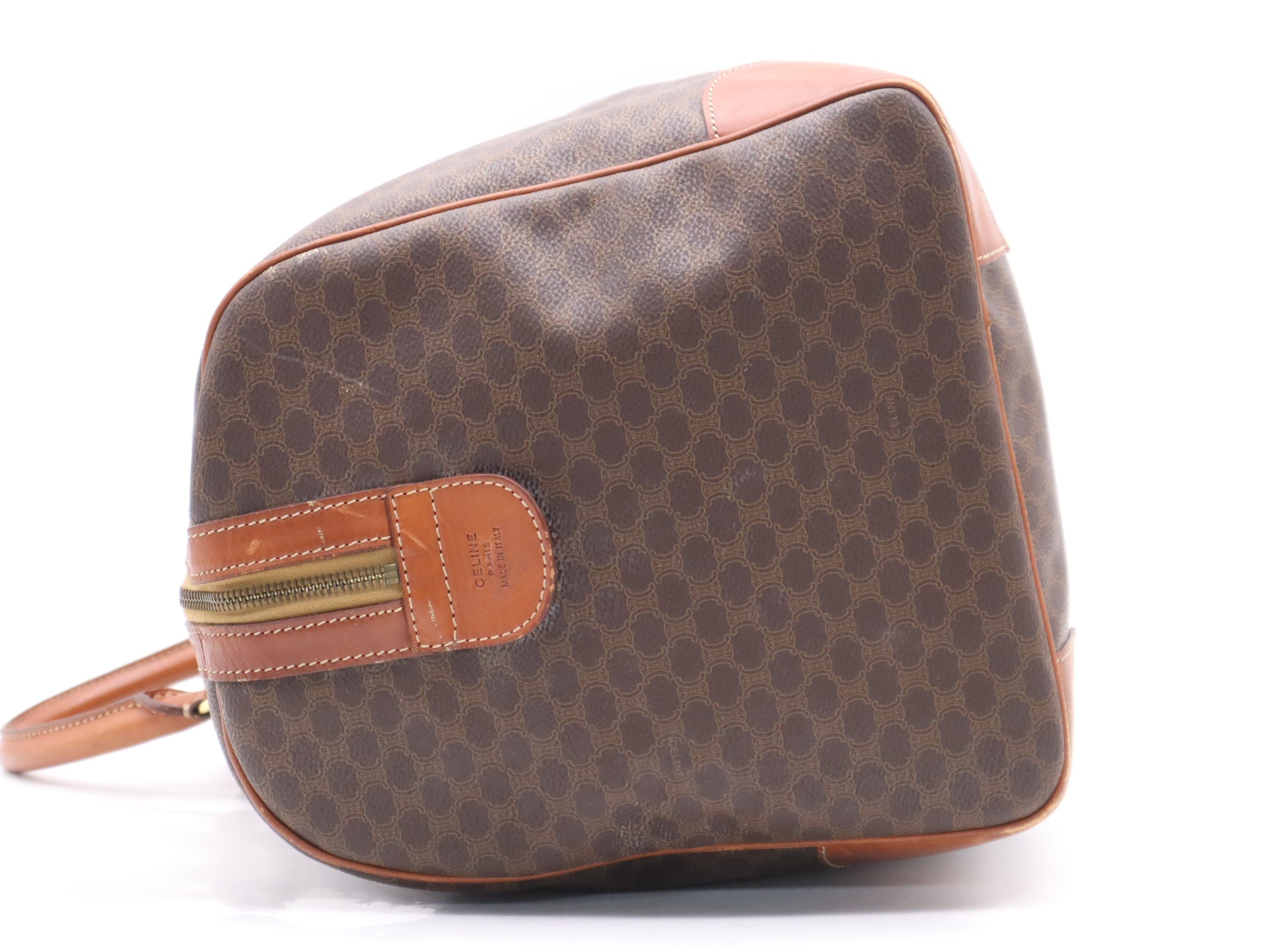 PVC/Leather Macadam Boston Bag with Padlock, Key, and Clochette - Brown — view 3
