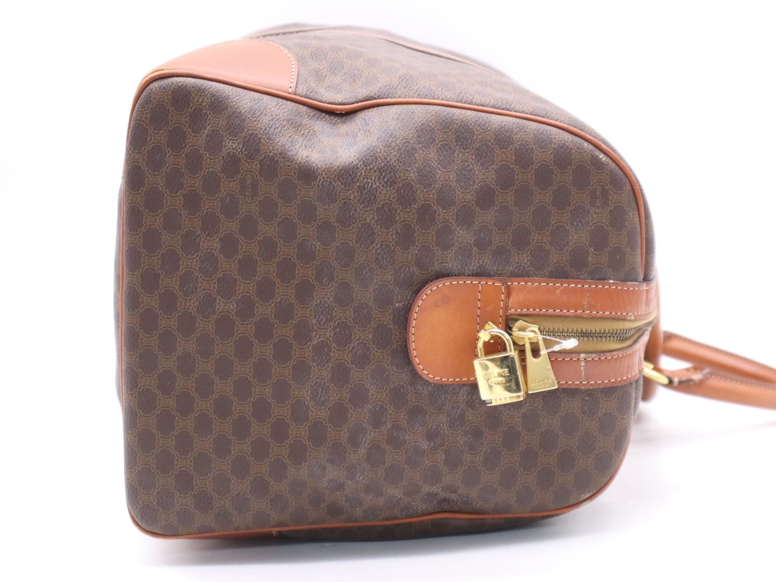 PVC/Leather Macadam Boston Bag with Padlock, Key, and Clochette - Brown — view 5