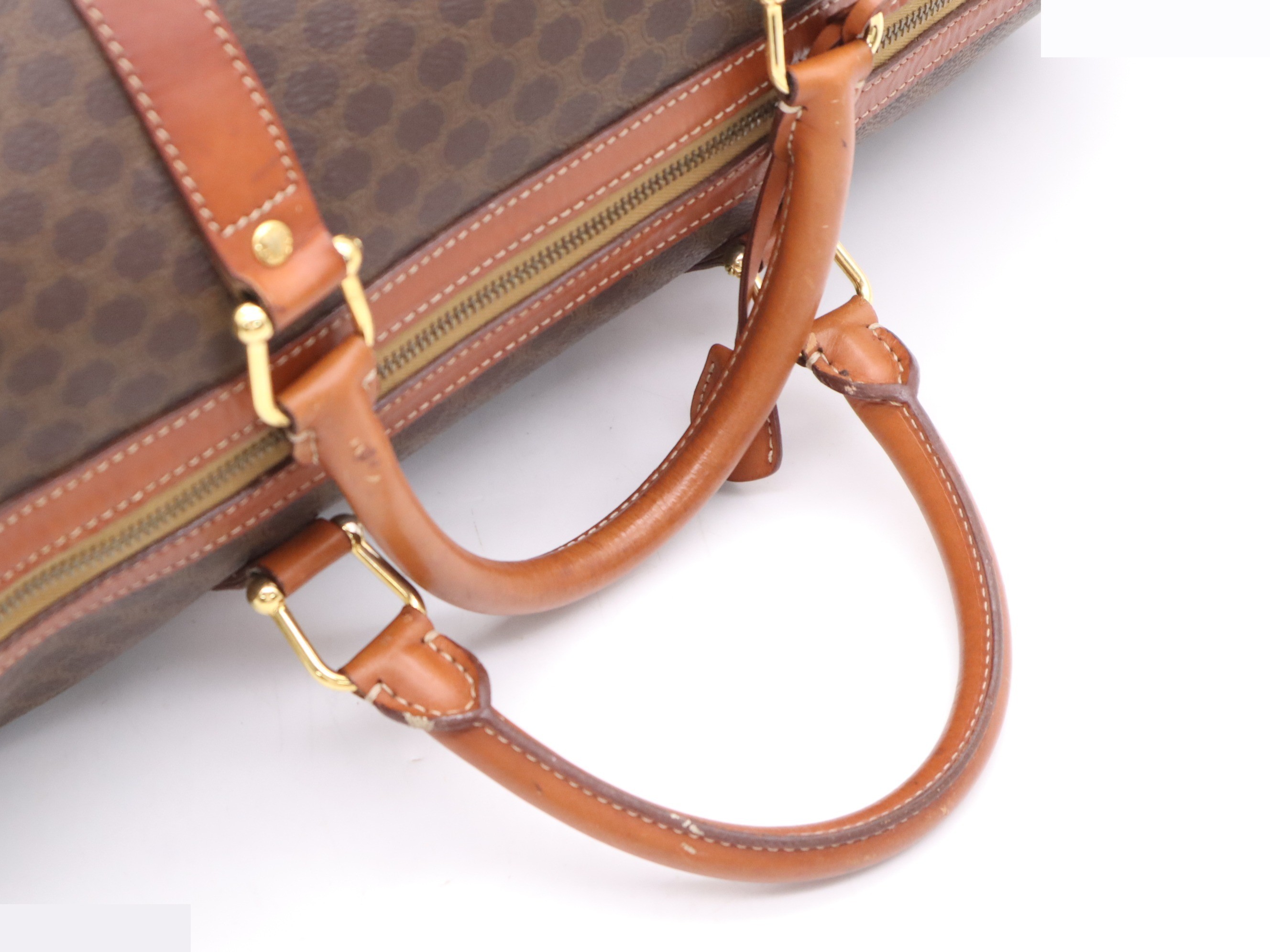 PVC/Leather Macadam Boston Bag with Padlock, Key, and Clochette - Brown — view 6