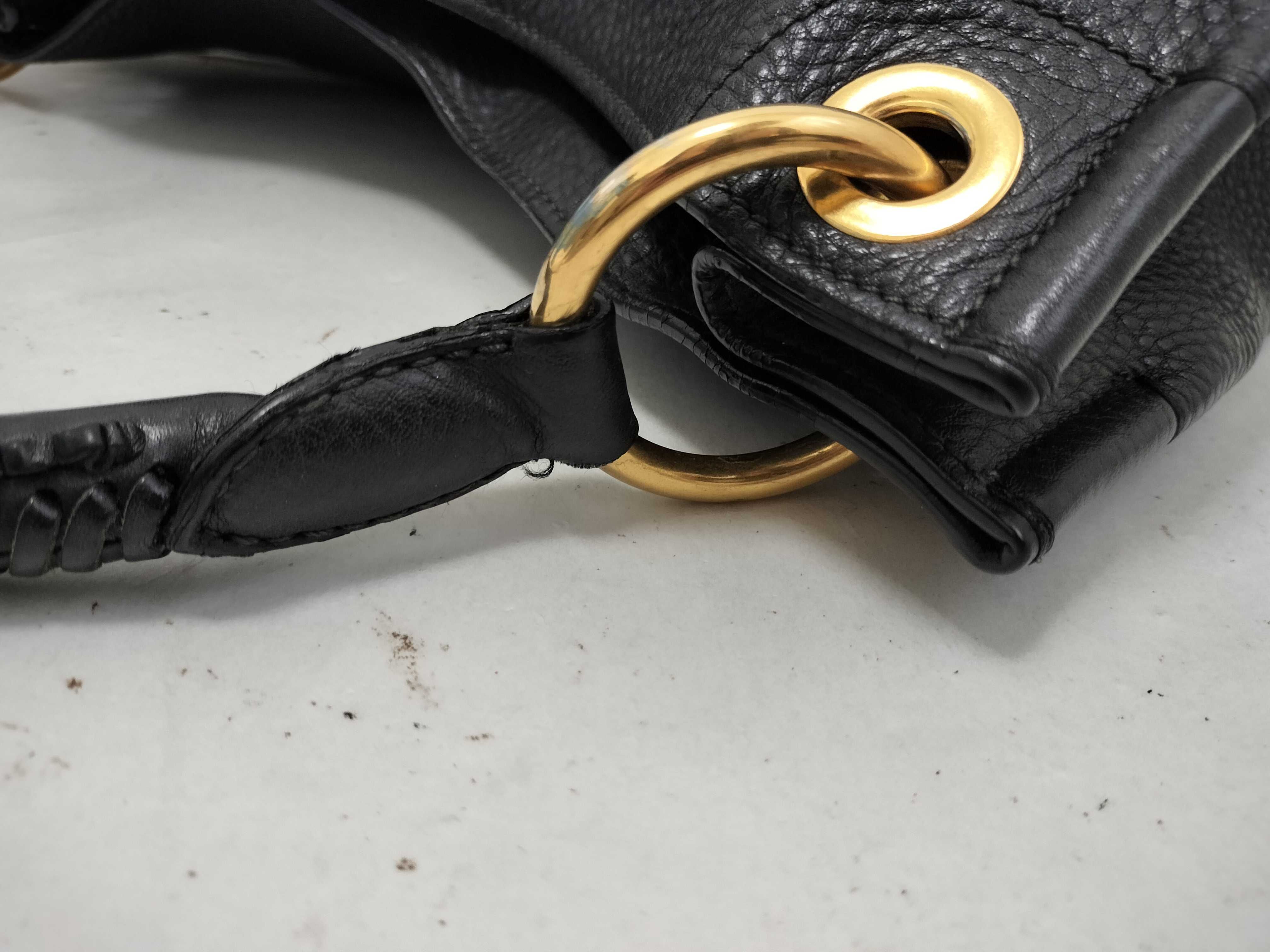 Vitello Daino Leather Handbag, Black Shoulder Bag — view 5