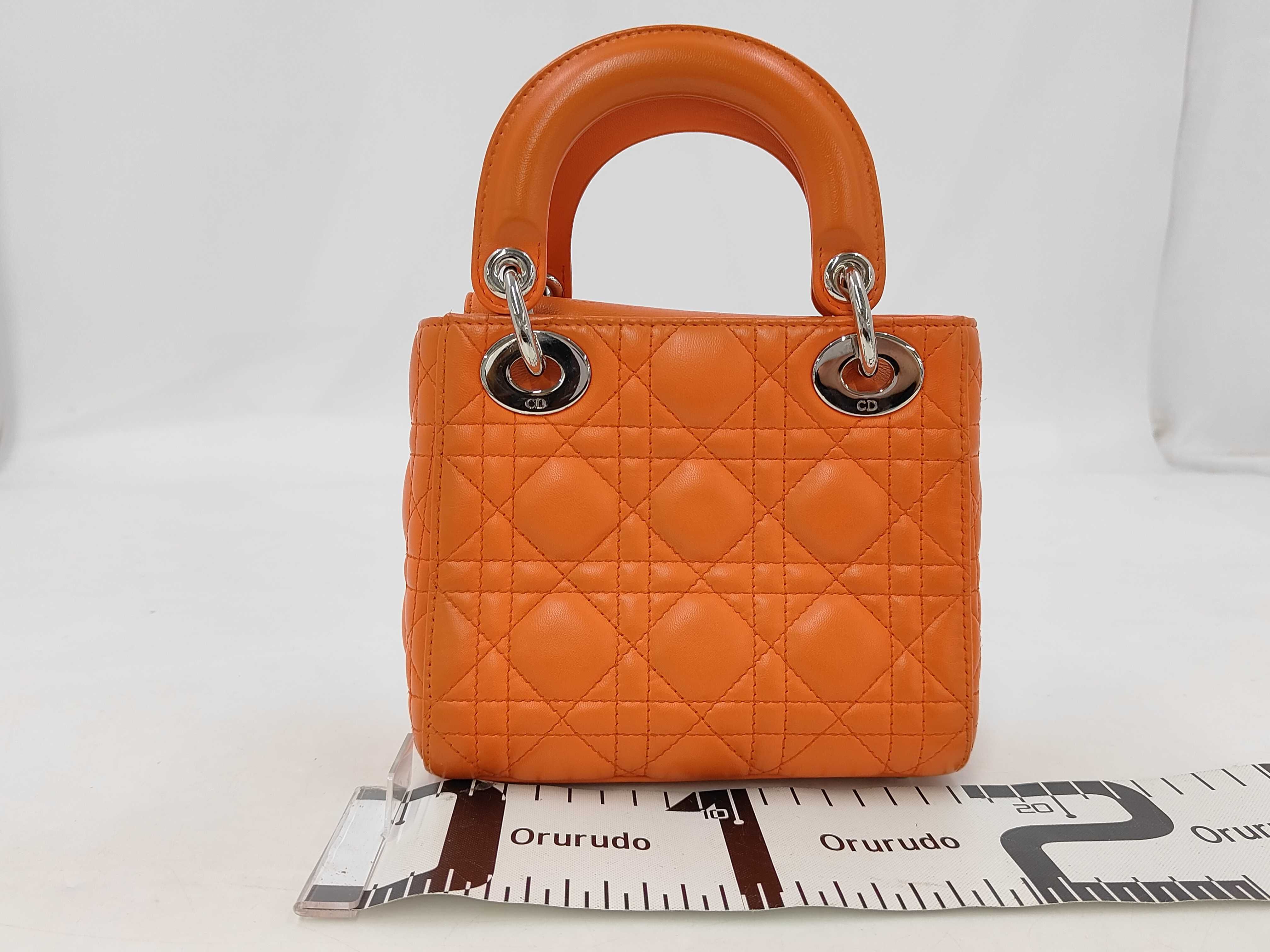 Lady Dior Orange Silver Handbag — view 2