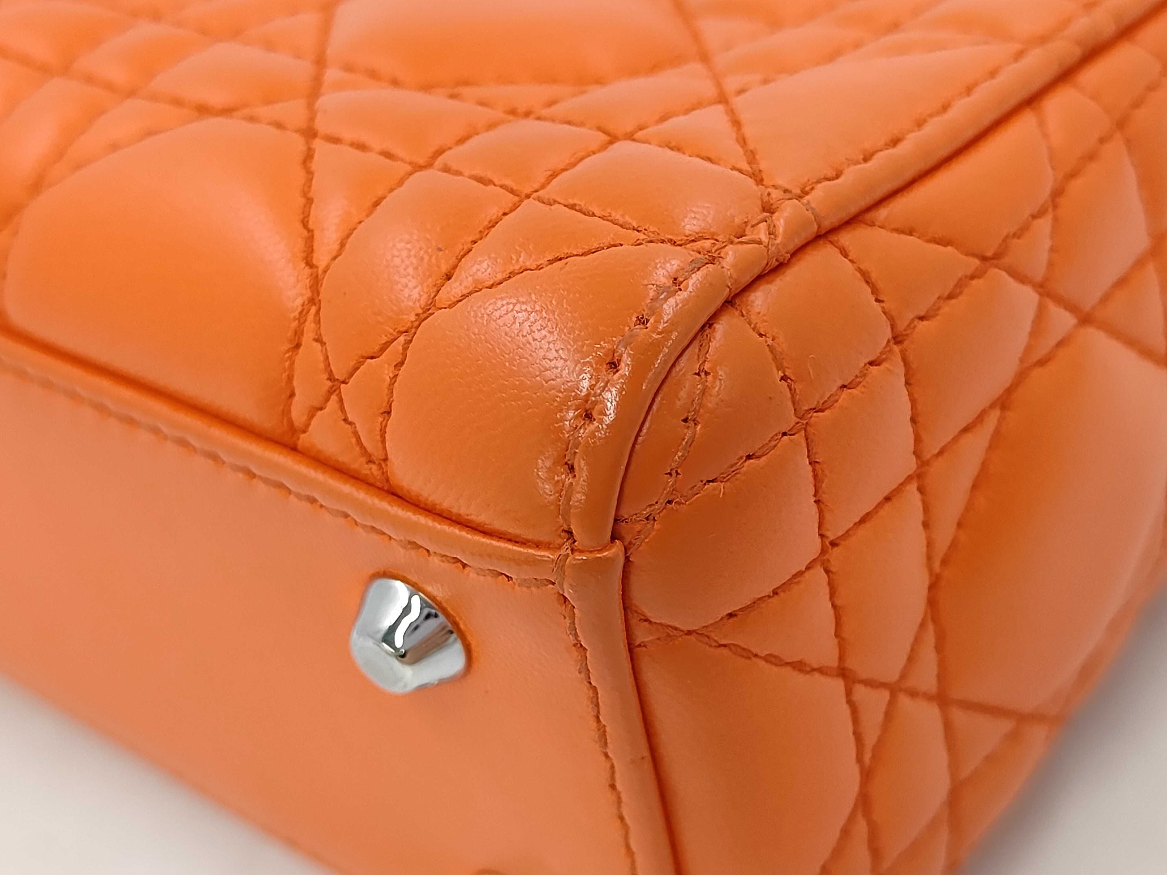 Lady Dior Orange Silver Handbag — view 4