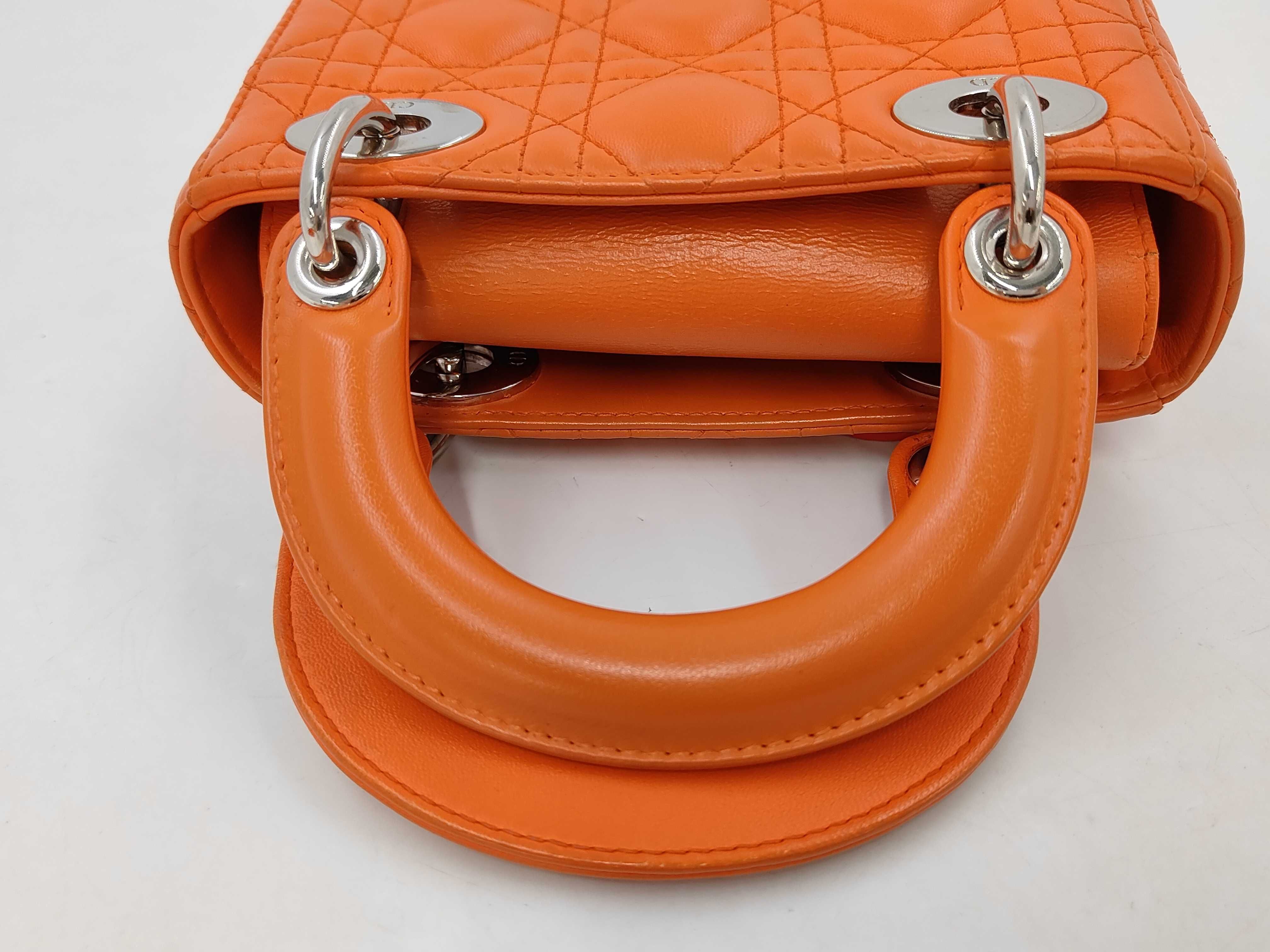 Lady Dior Orange Silver Handbag — view 5