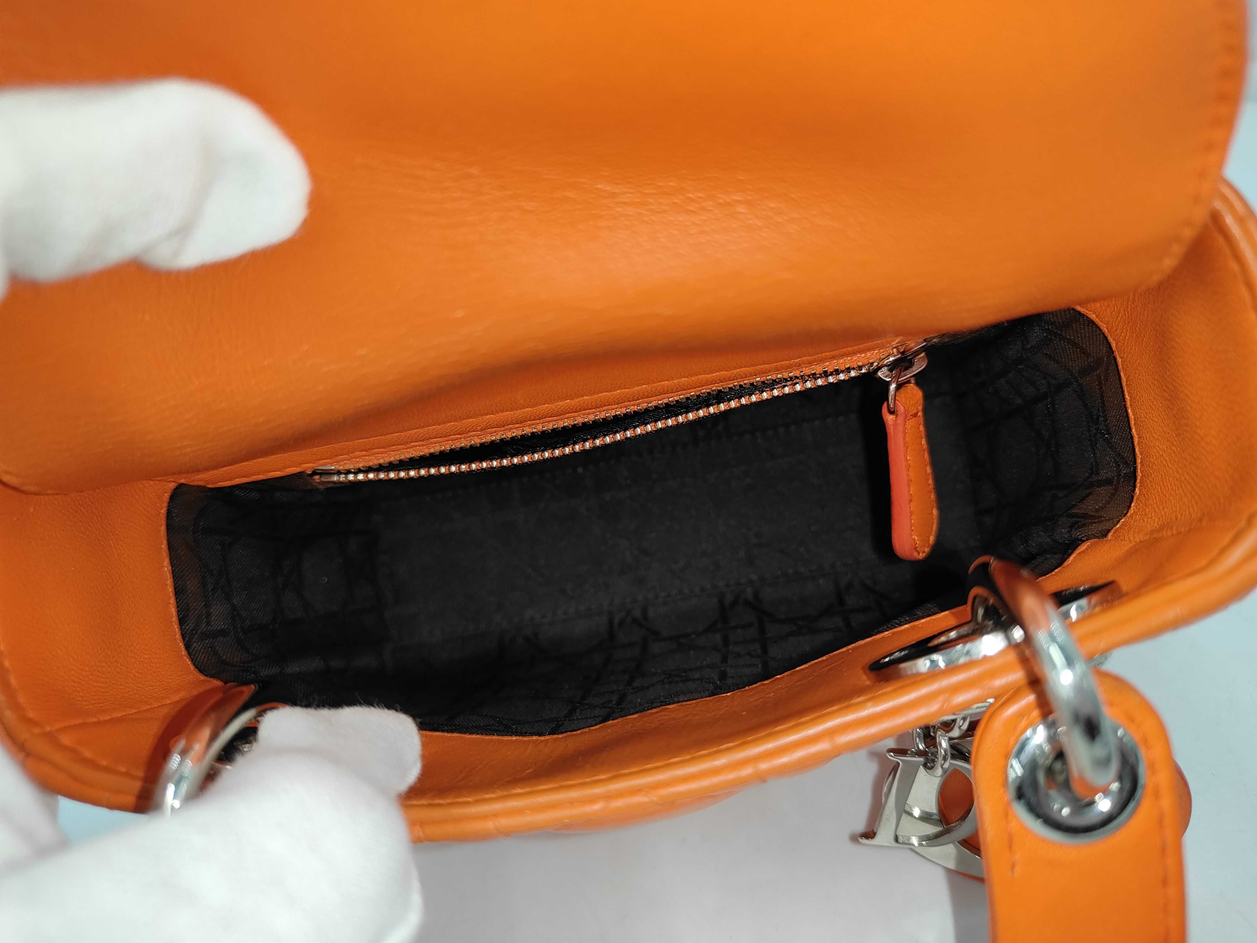 Lady Dior Orange Silver Handbag — view 8