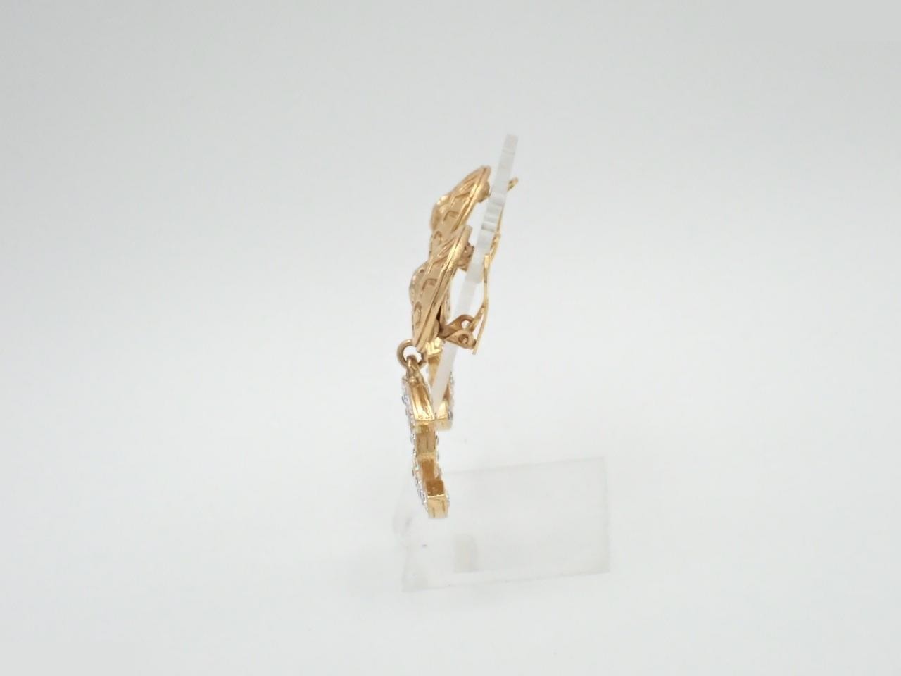 Earrings, GP (Gold Plated), 30.4g, Coco Mark + Crystal, Box included. — view 3