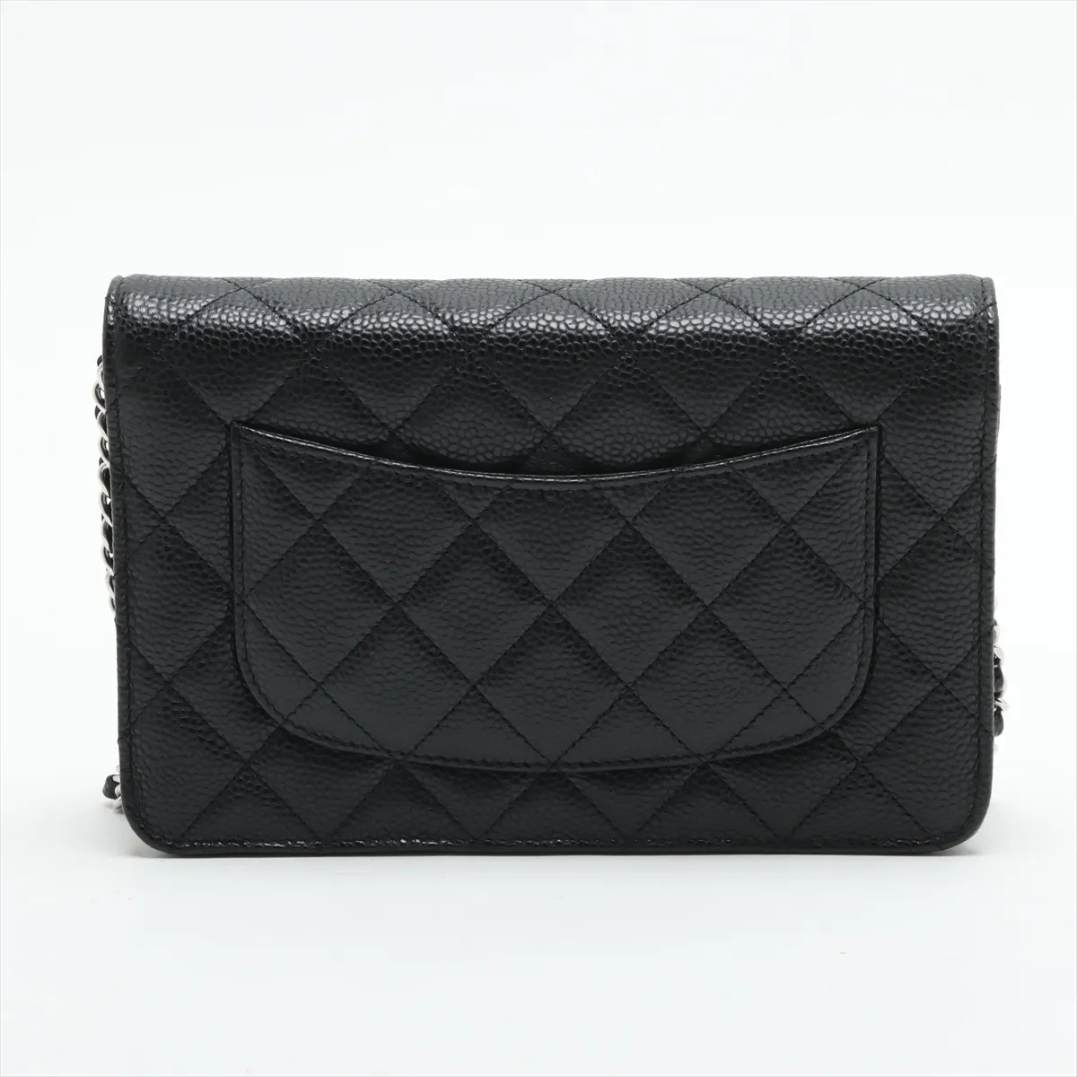 Matelasse caviar skin chain wallet black silver hardware L7GCCHG2 random plate AP4241 — view 2
