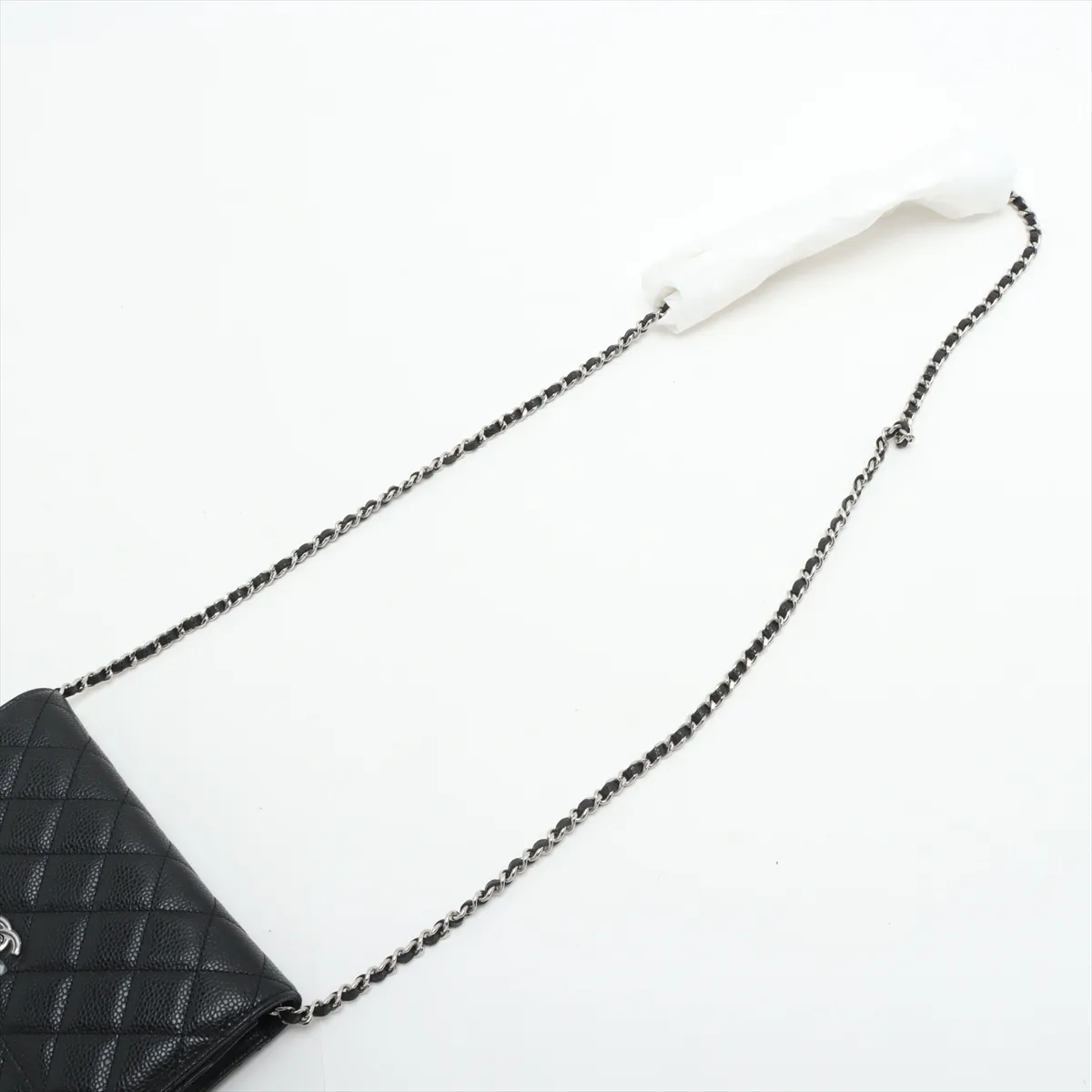 Matelasse caviar skin chain wallet black silver hardware L7GCCHG2 random plate AP4241 — view 5