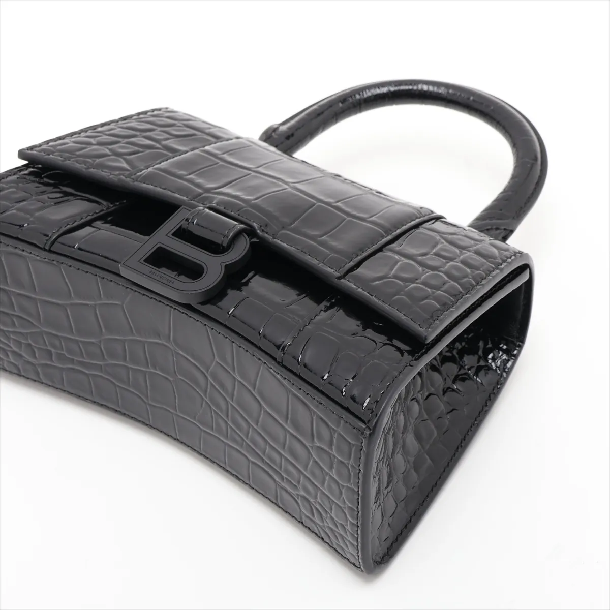 Hourglass XS 592833 Crocodile Embossed 2-Way Handbag Black — view 3