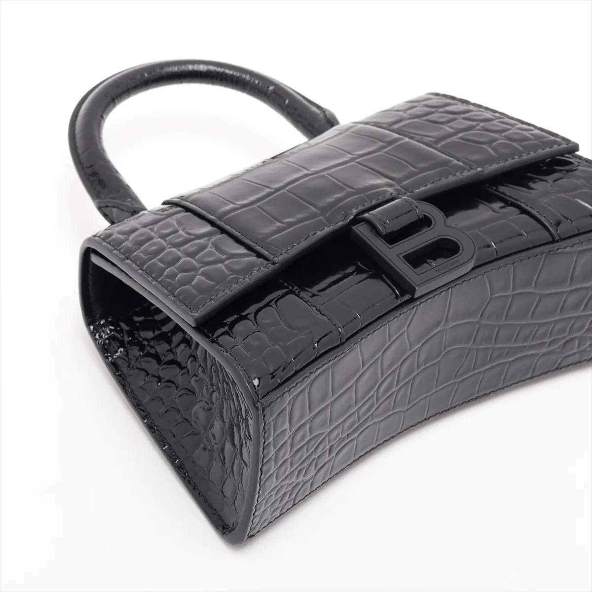 Hourglass XS 592833 Crocodile Embossed 2-Way Handbag Black — view 4