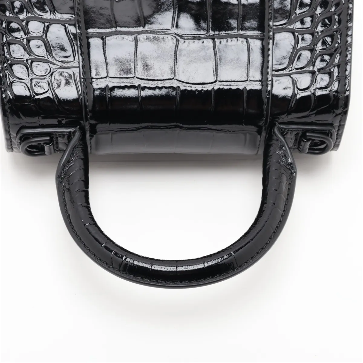 Hourglass XS 592833 Crocodile Embossed 2-Way Handbag Black — view 5