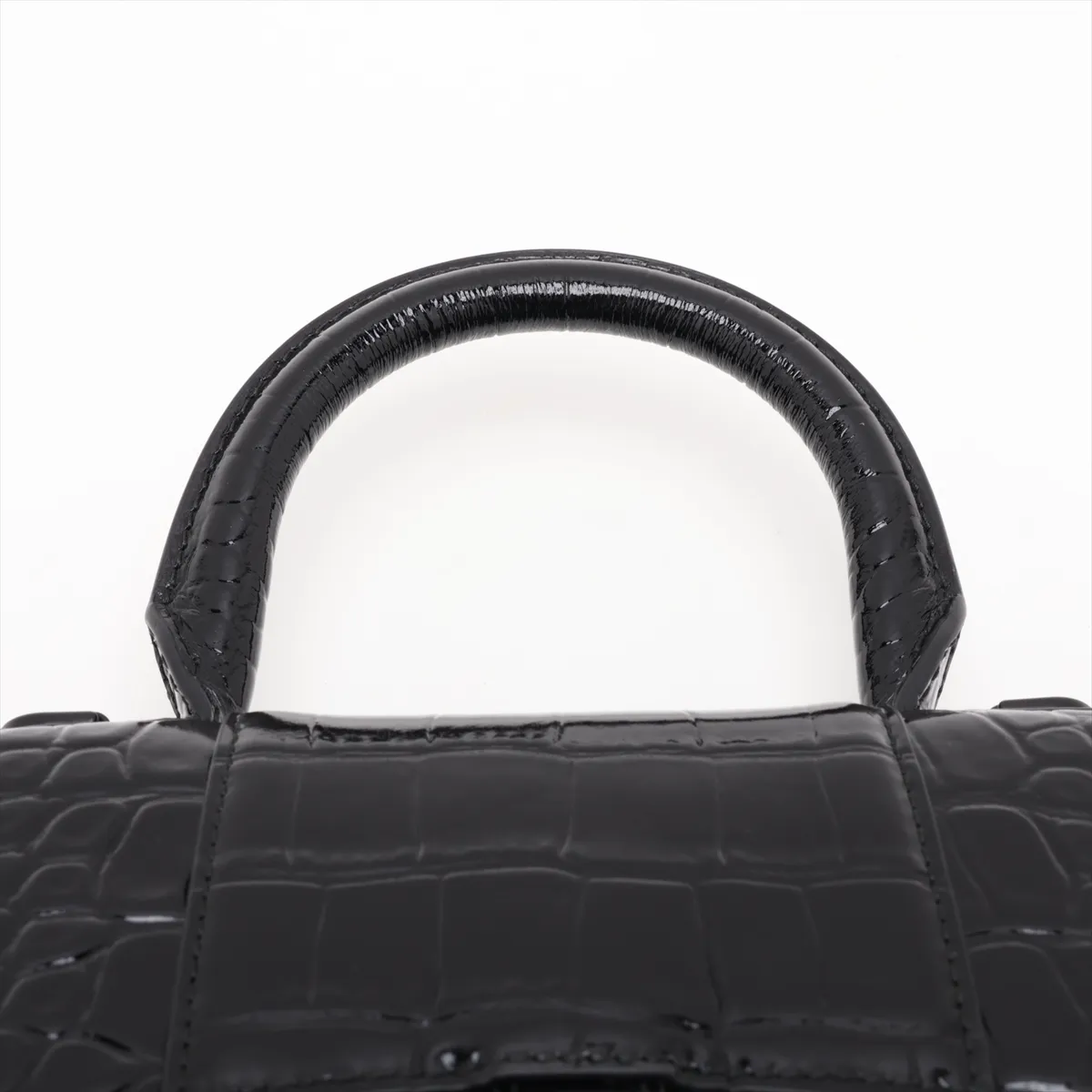 Hourglass XS 592833 Crocodile Embossed 2-Way Handbag Black — view 6