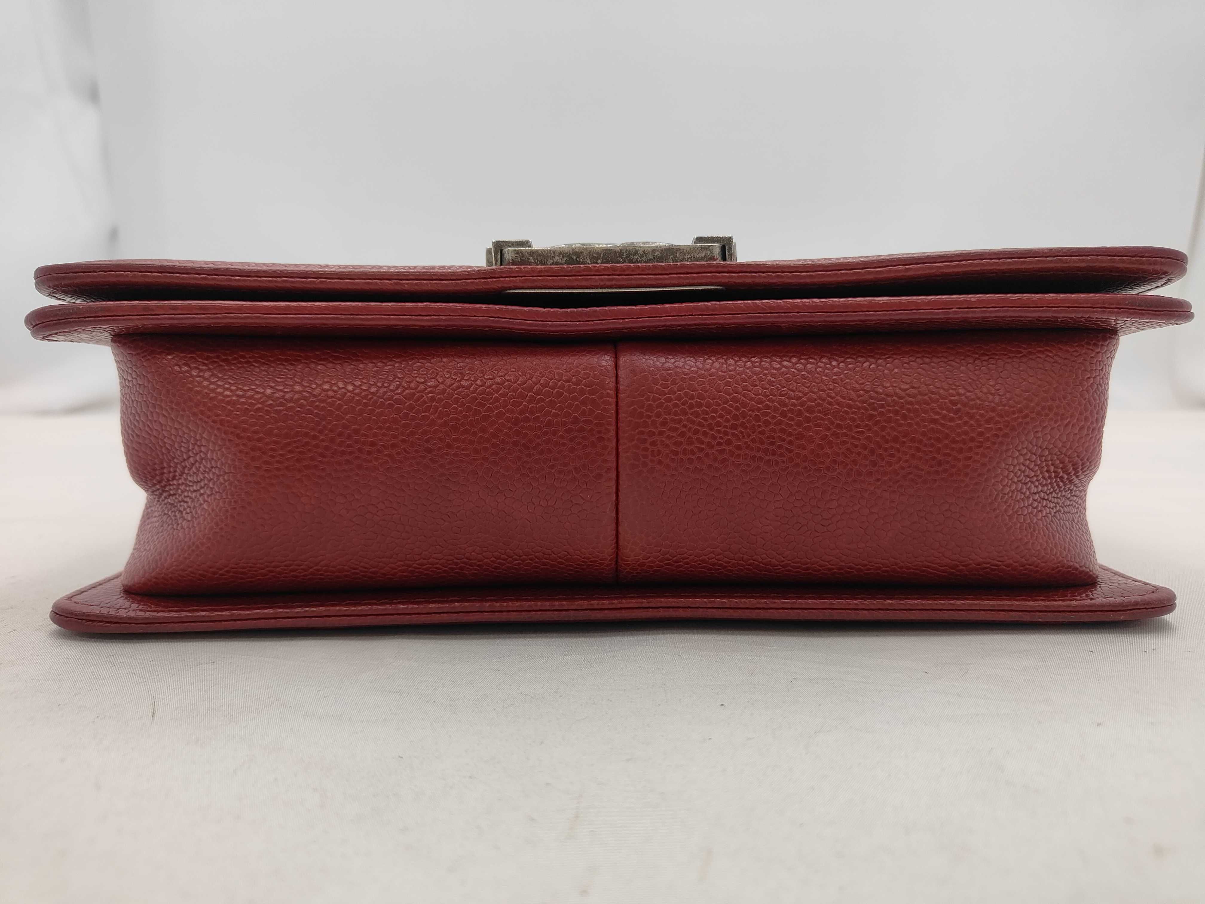 Boy Chanel Chain Shoulder Bag, Caviar Leather, Red — view 7