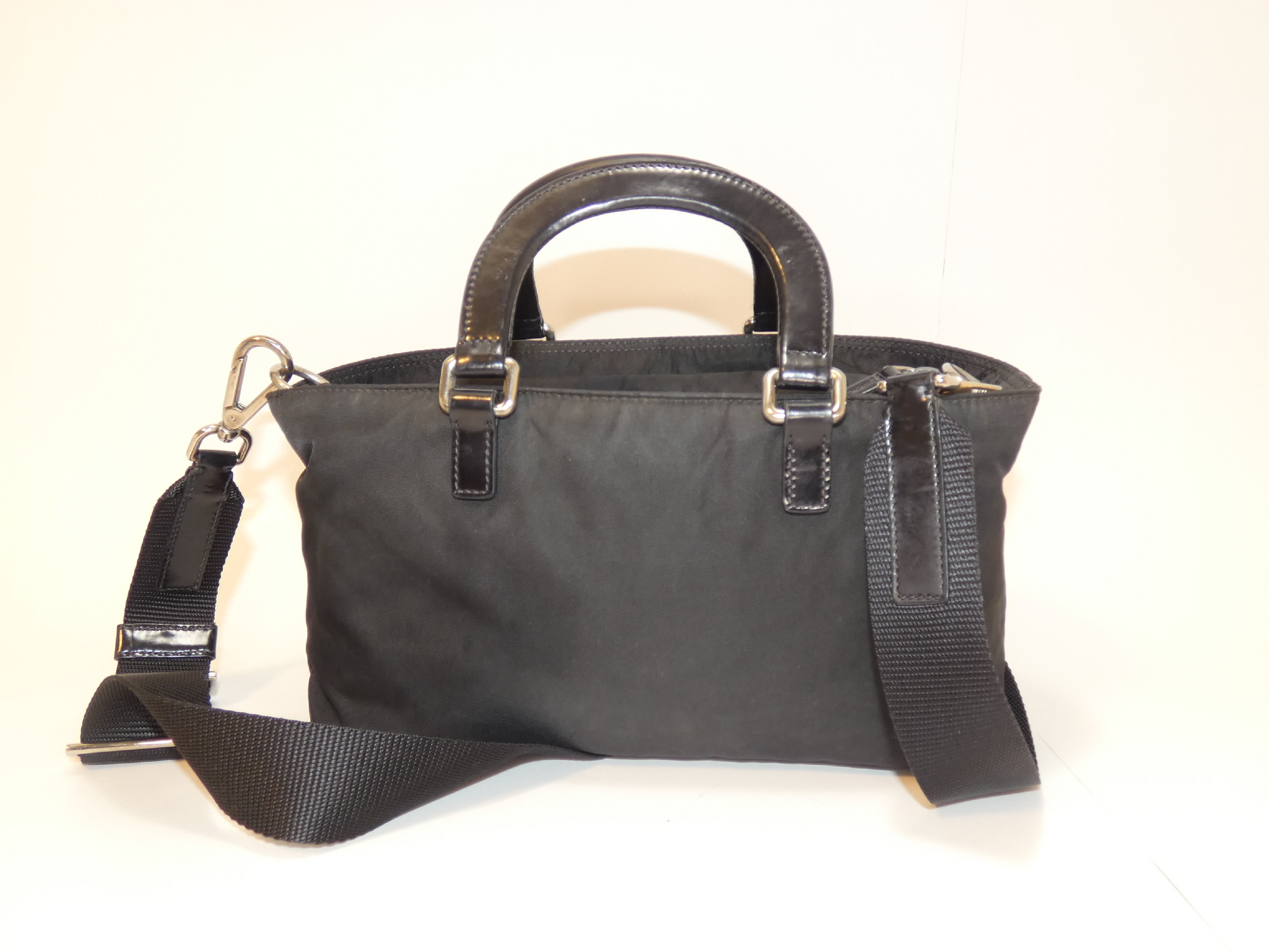 2-way Logo Jacquard Nylon Black Handbag — view 2