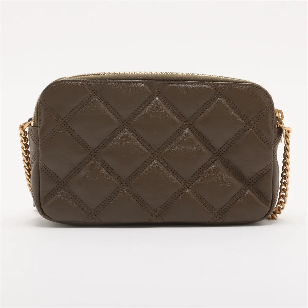 Becky Leather Chain Shoulder Bag Green 608941 — view 2