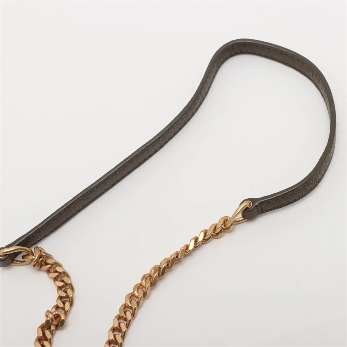 Becky Leather Chain Shoulder Bag Green 608941 — view 12