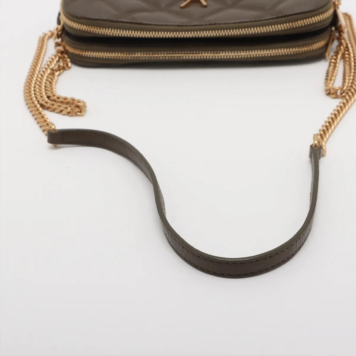 Becky Leather Chain Shoulder Bag Green 608941 — view 5