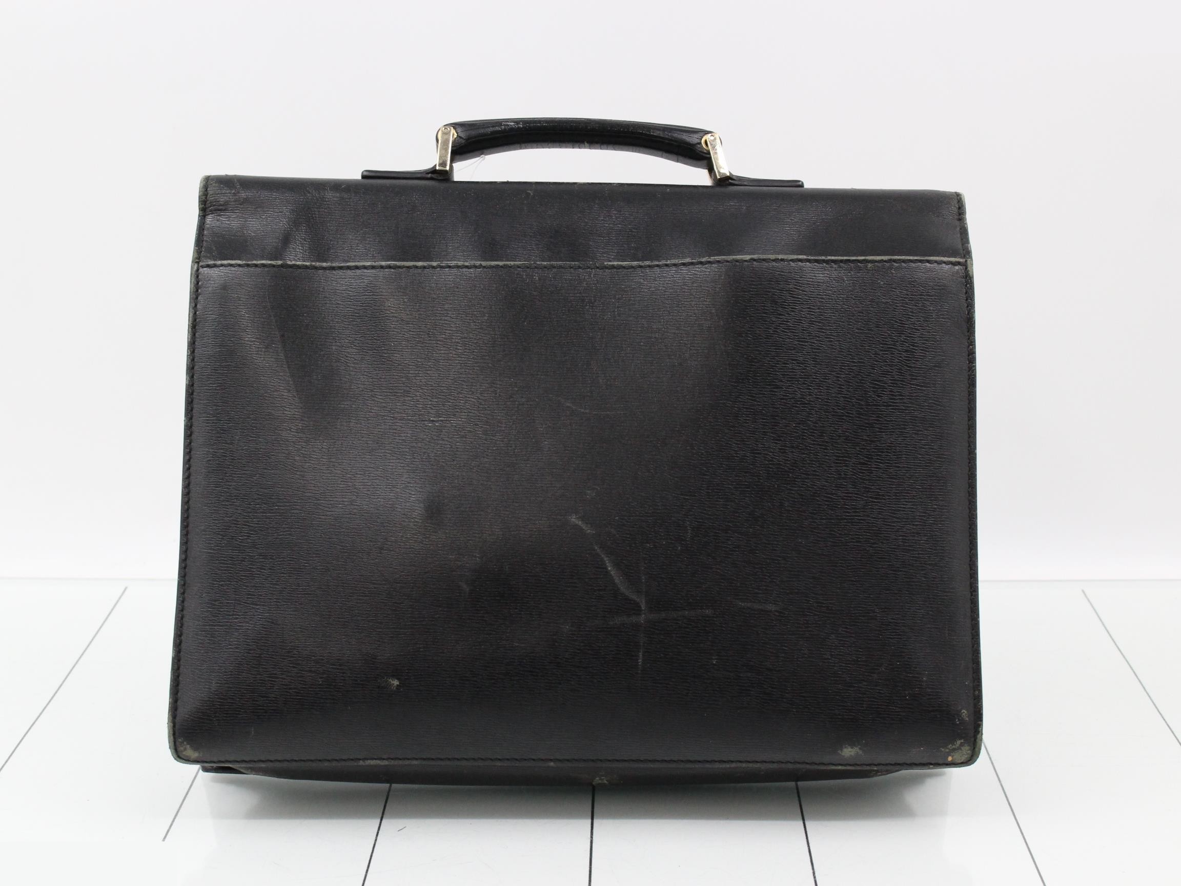 Leather dial lock briefcase/business bag, black — view 2