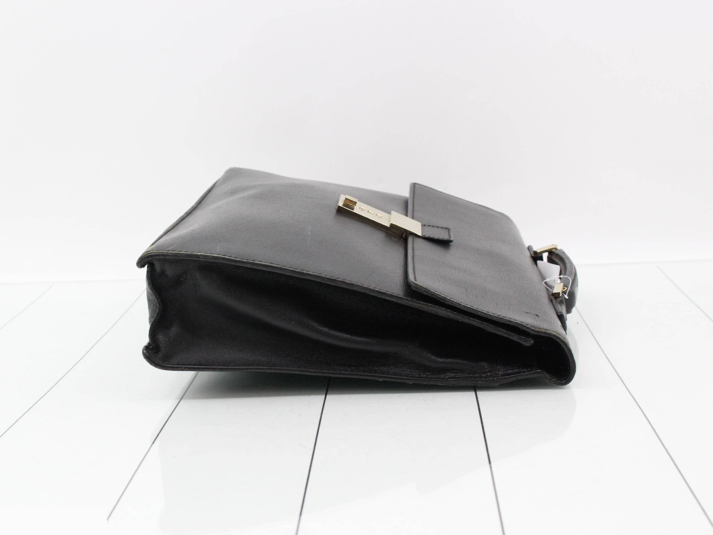 Leather dial lock briefcase/business bag, black — view 3