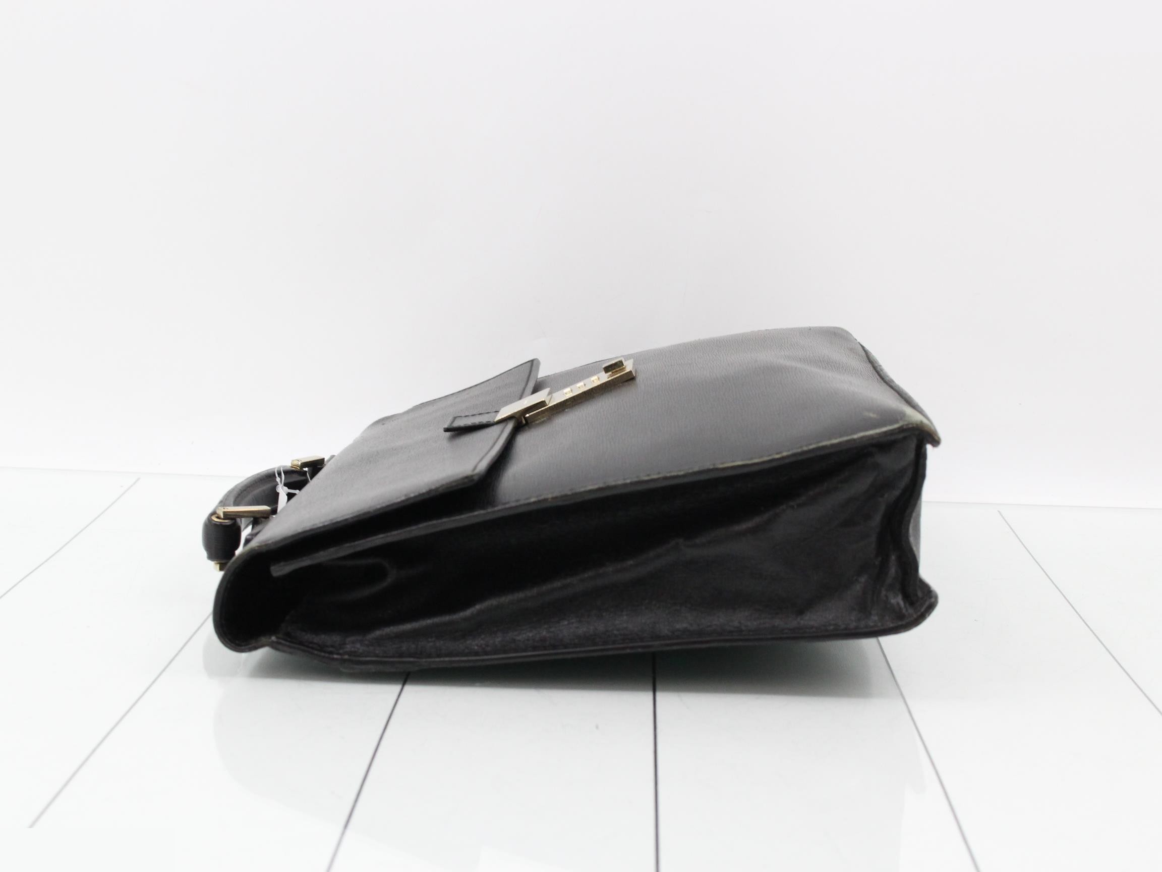 Leather dial lock briefcase/business bag, black — view 4