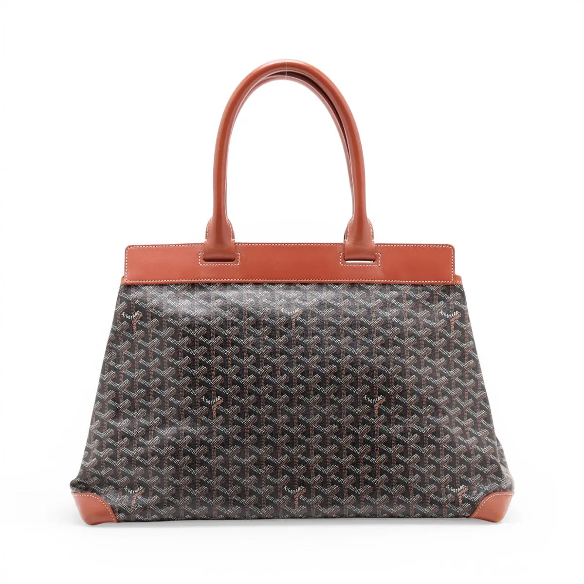 Belchasse MM PVC x Leather Tote Bag, Black x Brown — view 2