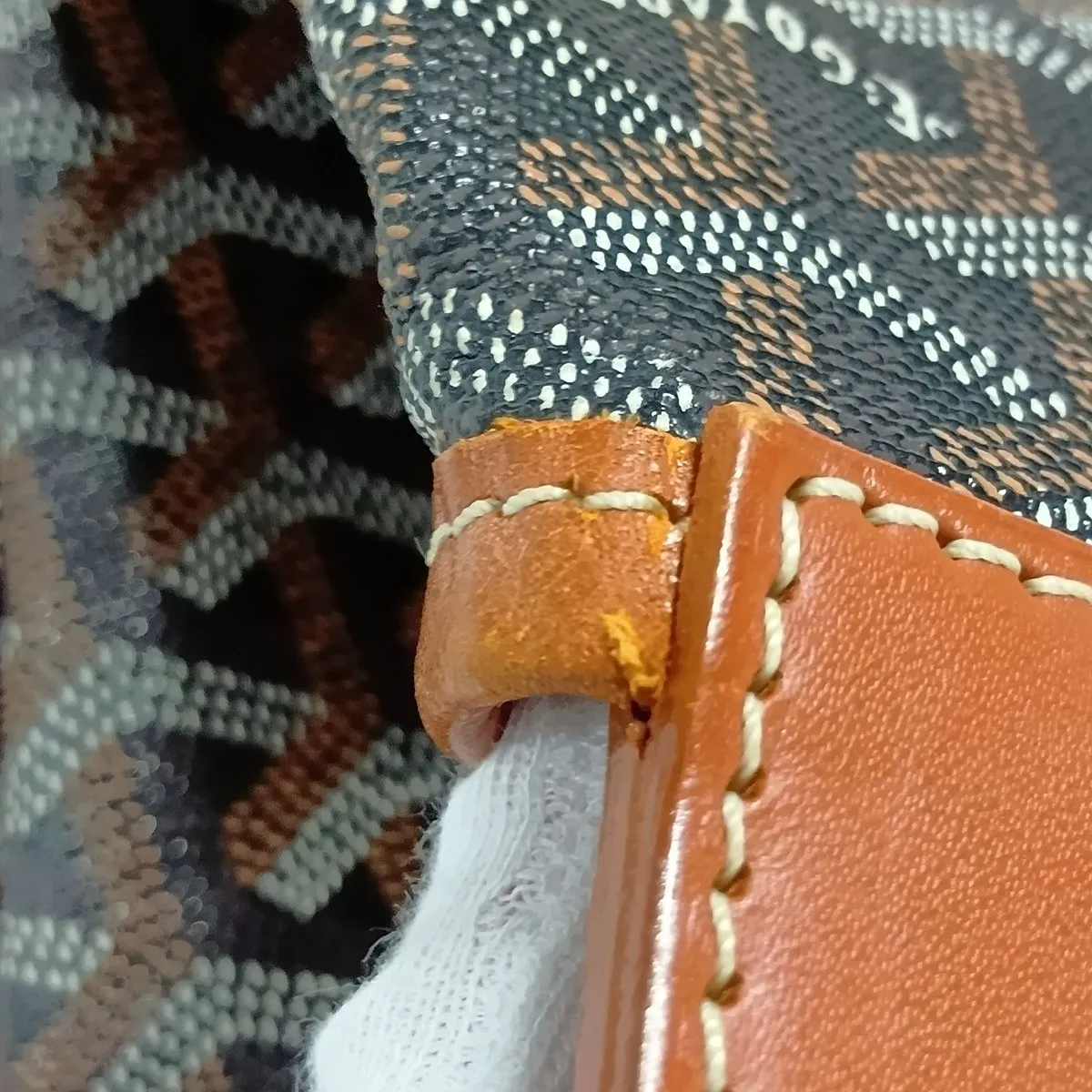 Belchasse MM PVC x Leather Tote Bag, Black x Brown — view 15