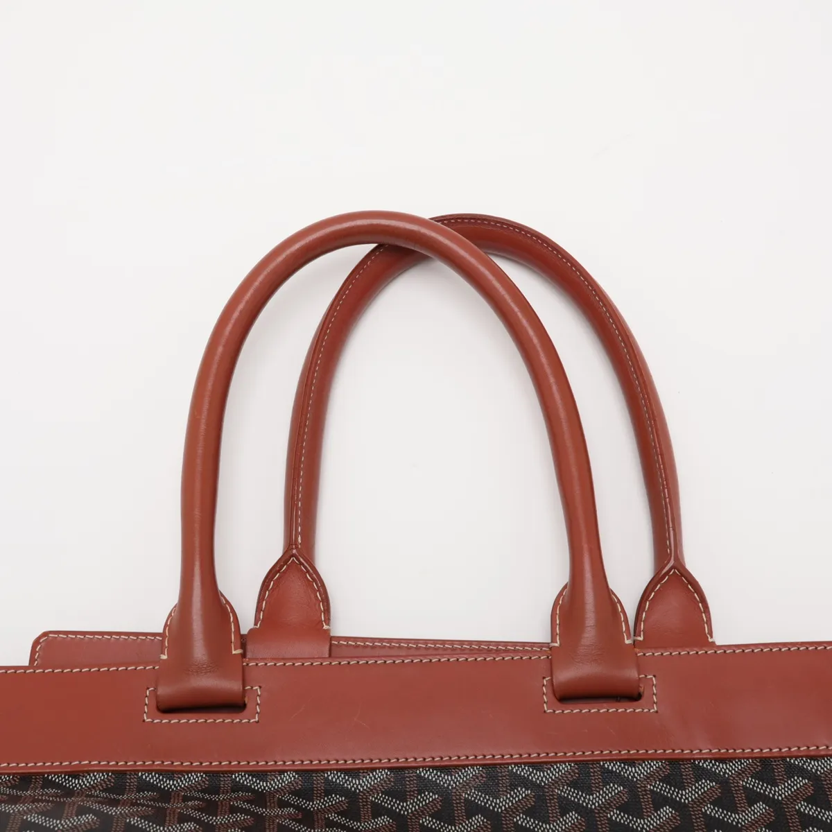 Belchasse MM PVC x Leather Tote Bag, Black x Brown — view 6