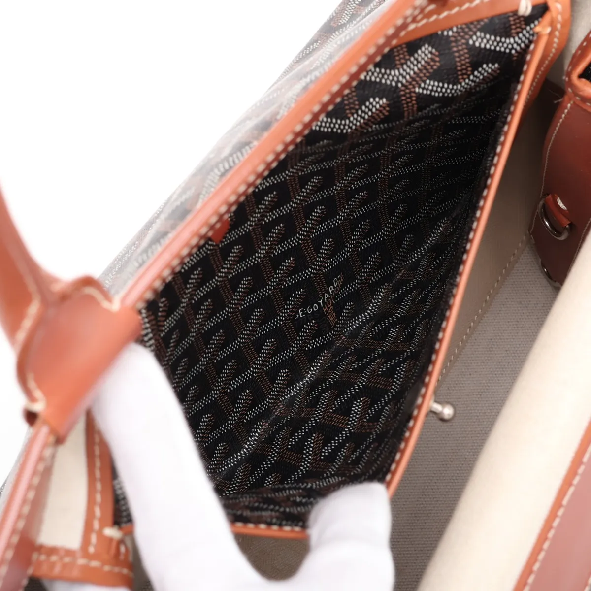 Belchasse MM PVC x Leather Tote Bag, Black x Brown — view 8