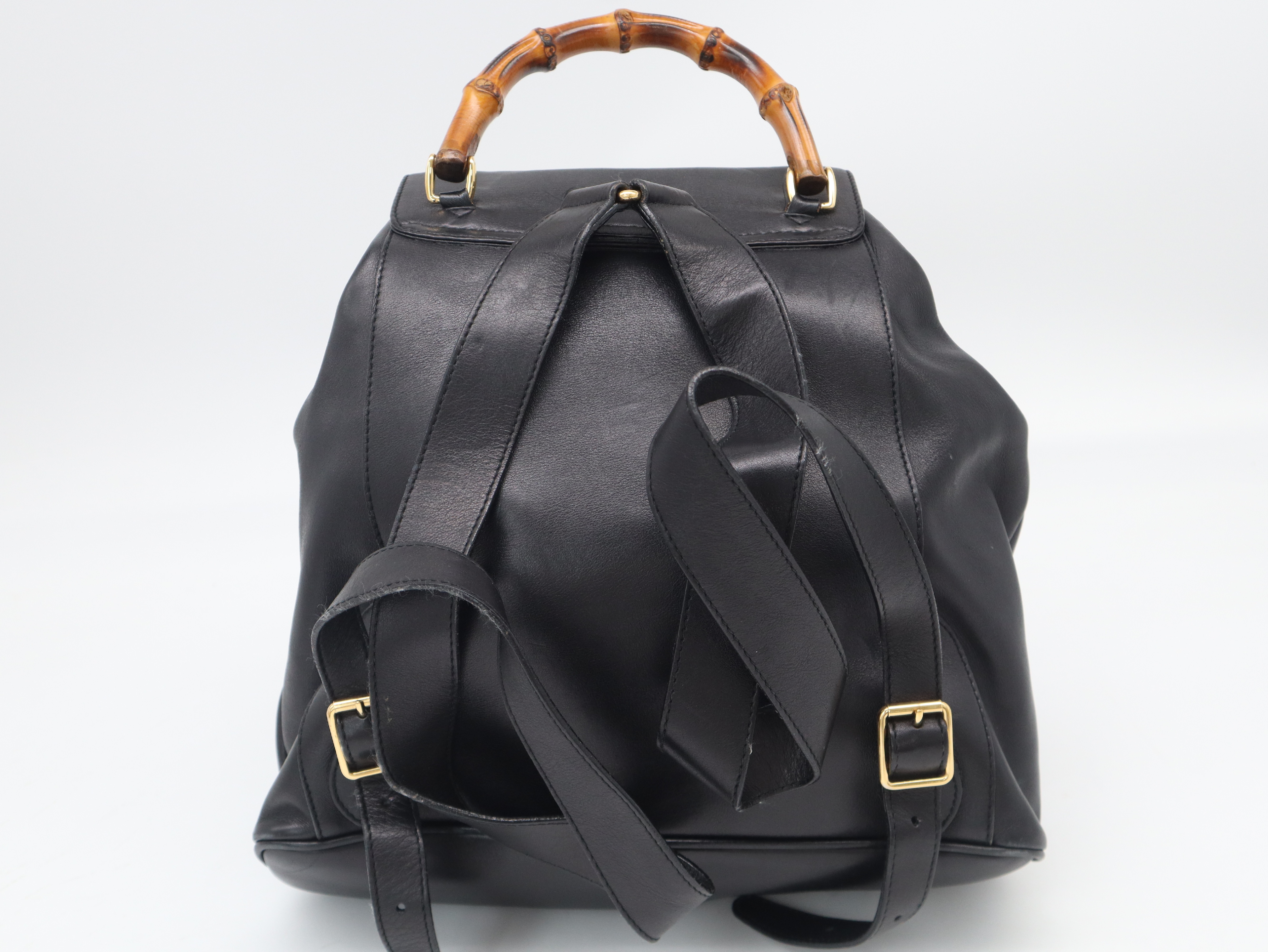 003.2050.0016 Bamboo Leather Black Backpack — view 2