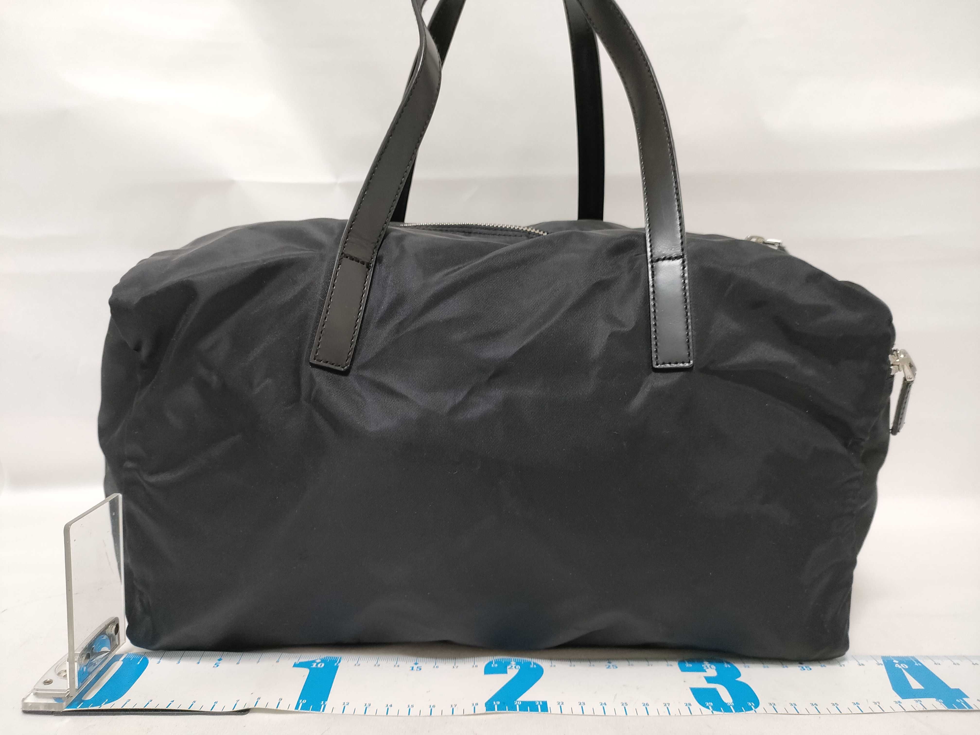 Nylon Mini Boston Tote Bag with Triangle Logo — view 2