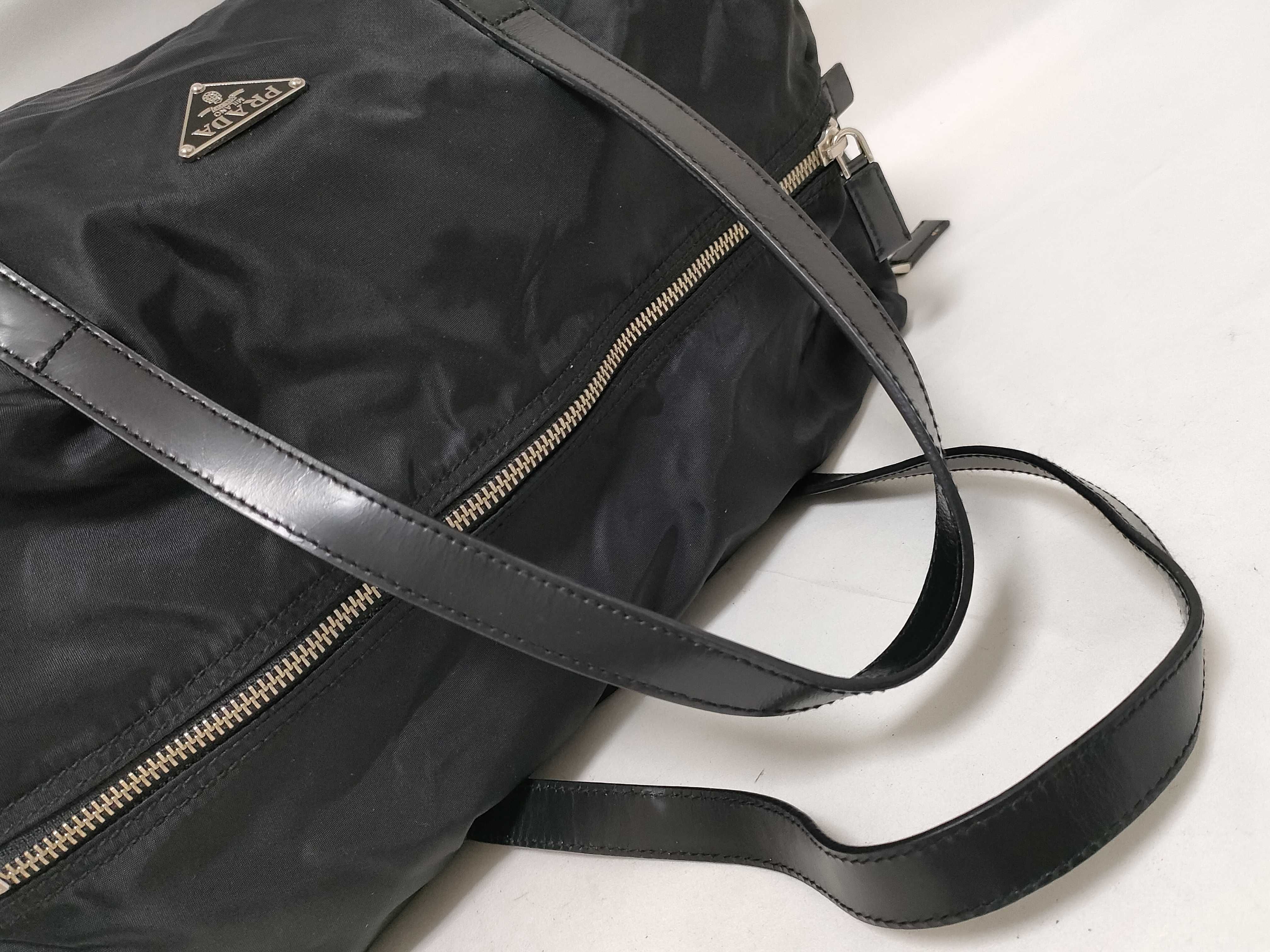 Nylon Mini Boston Tote Bag with Triangle Logo — view 3