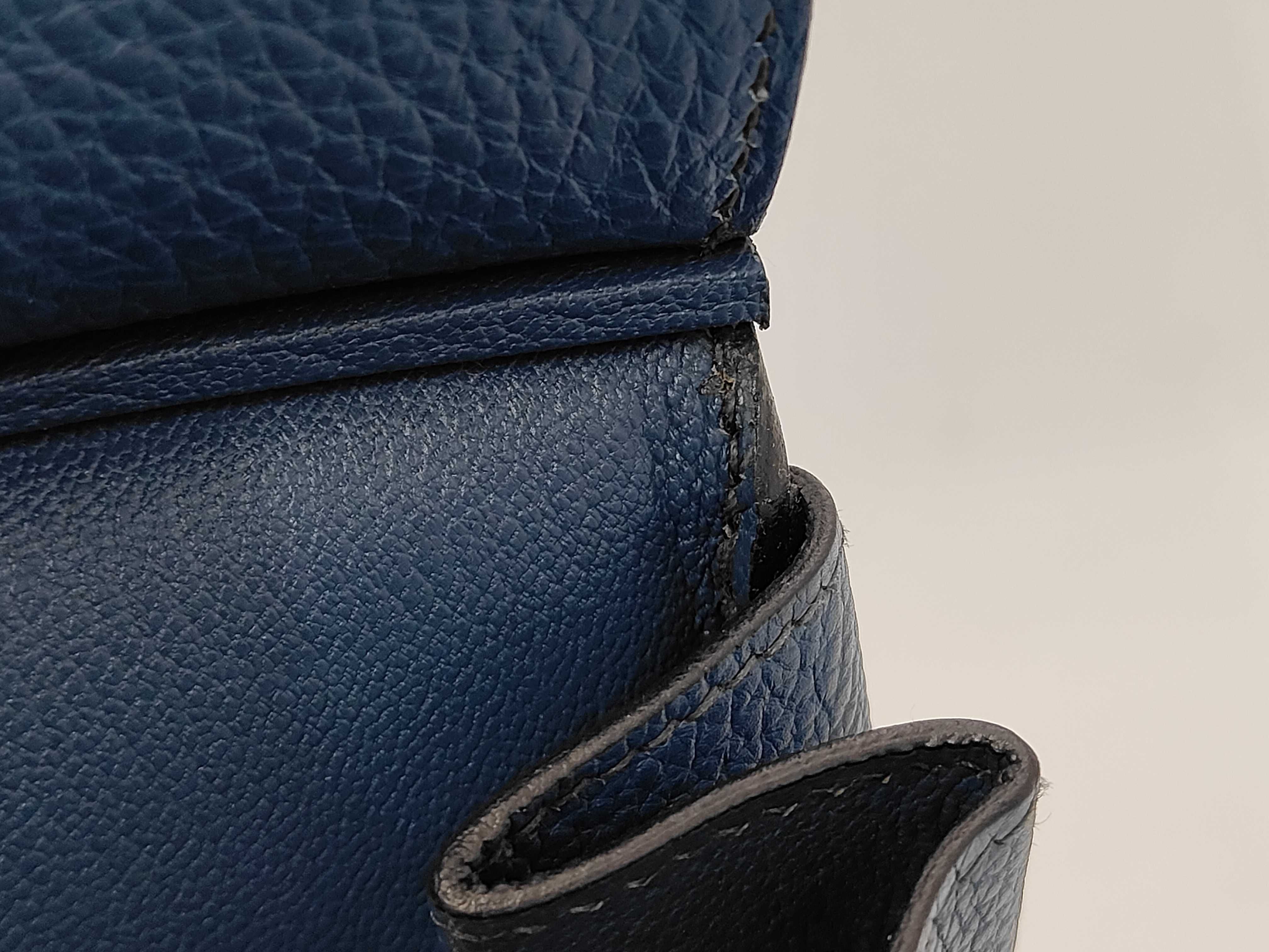 Birkin 35, blue, silver hardware, M stamp, handbag — view 12