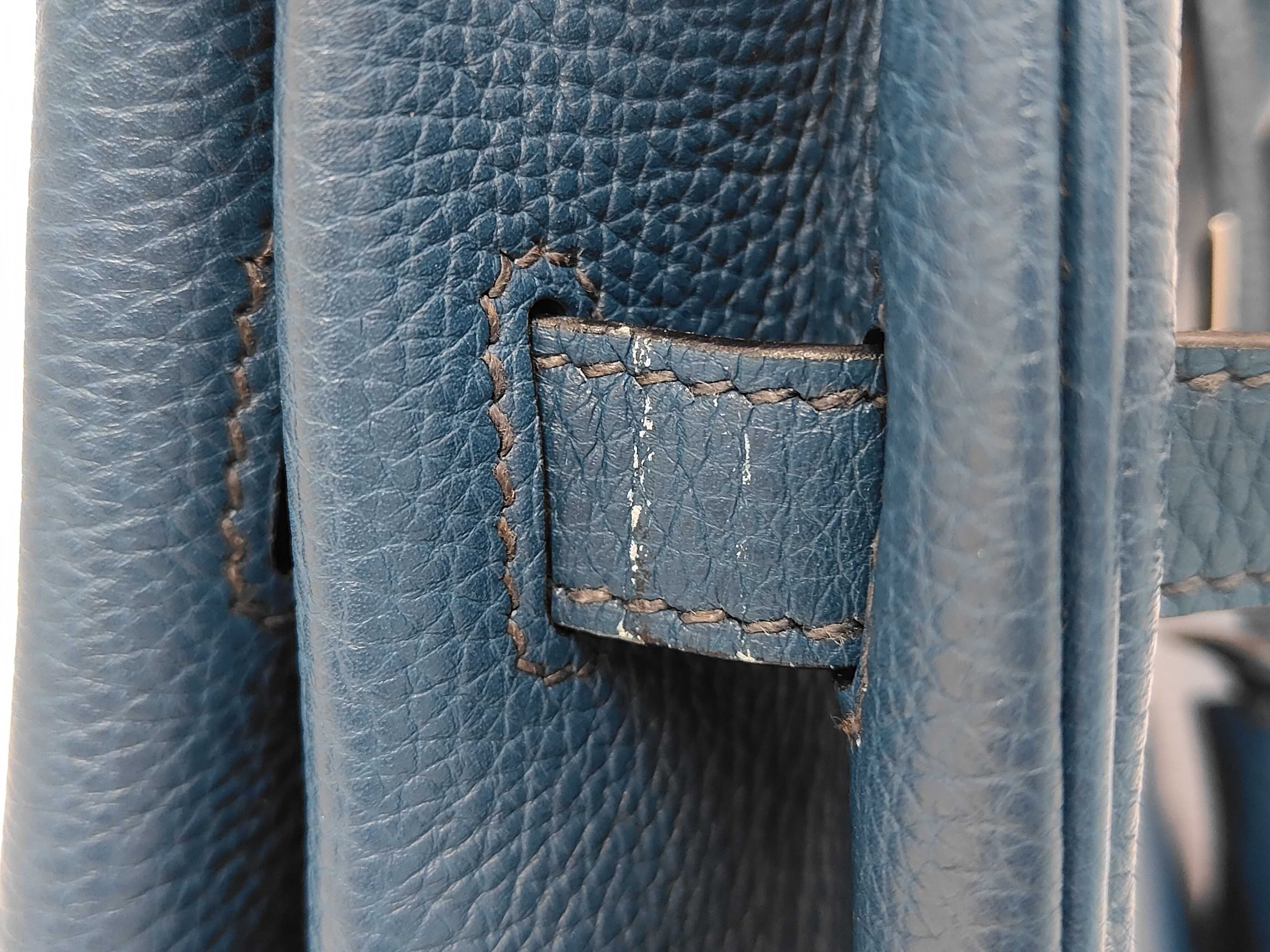 Birkin 35, blue, silver hardware, M stamp, handbag — view 13