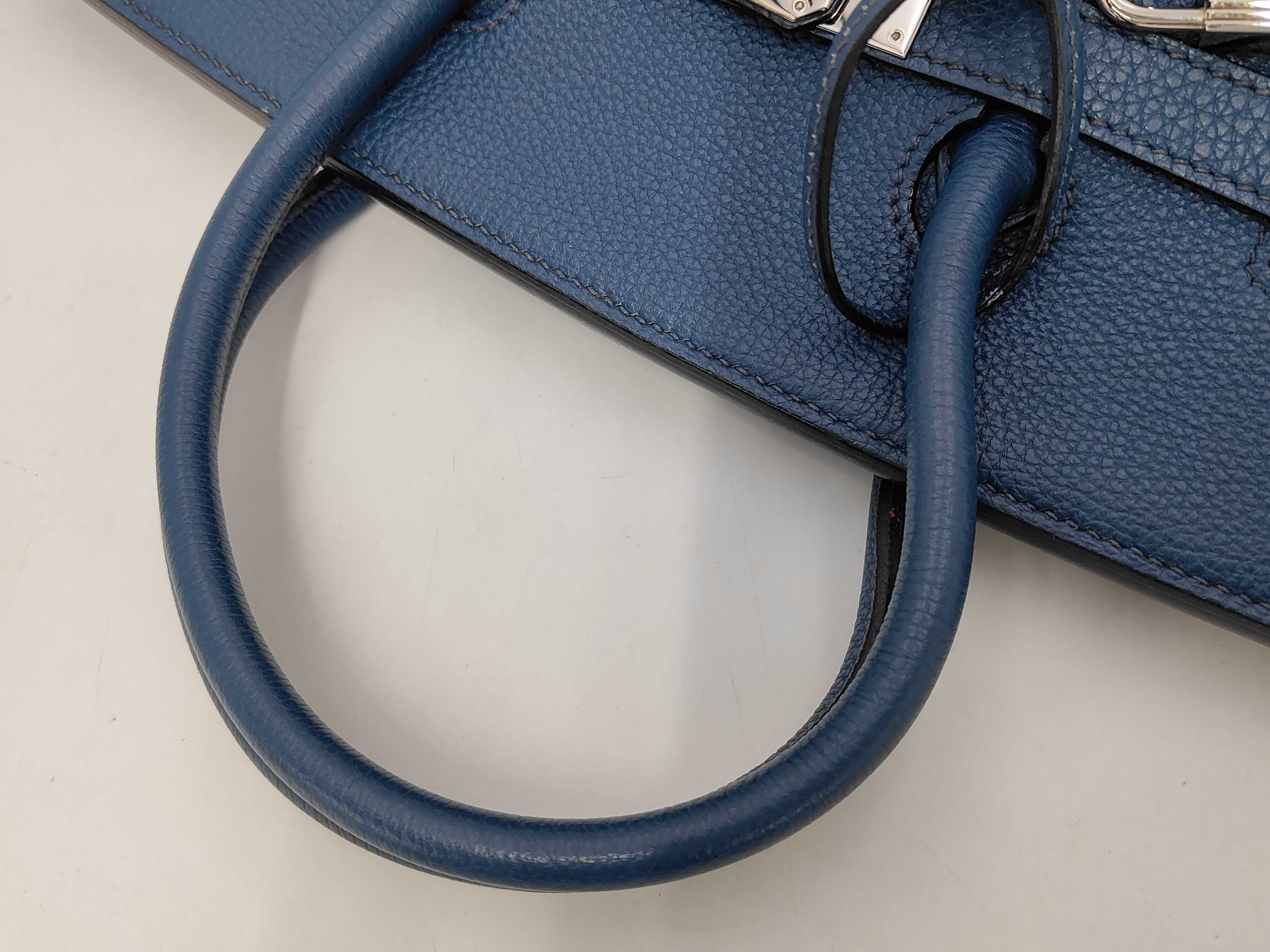 Birkin 35, blue, silver hardware, M stamp, handbag — view 4
