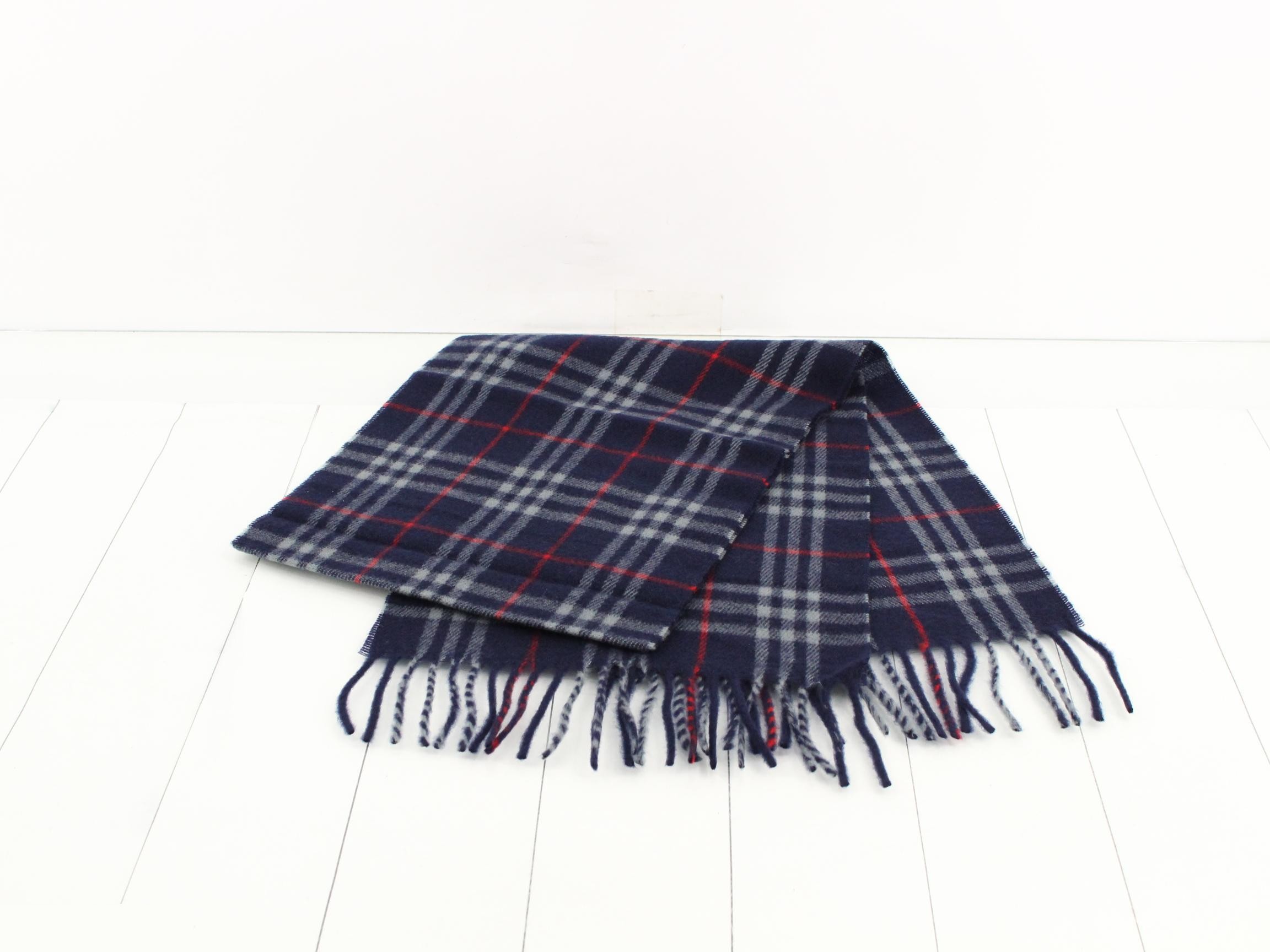 New, with tags still attached: Burberry Nova Check Scarf, Navy. — view 3