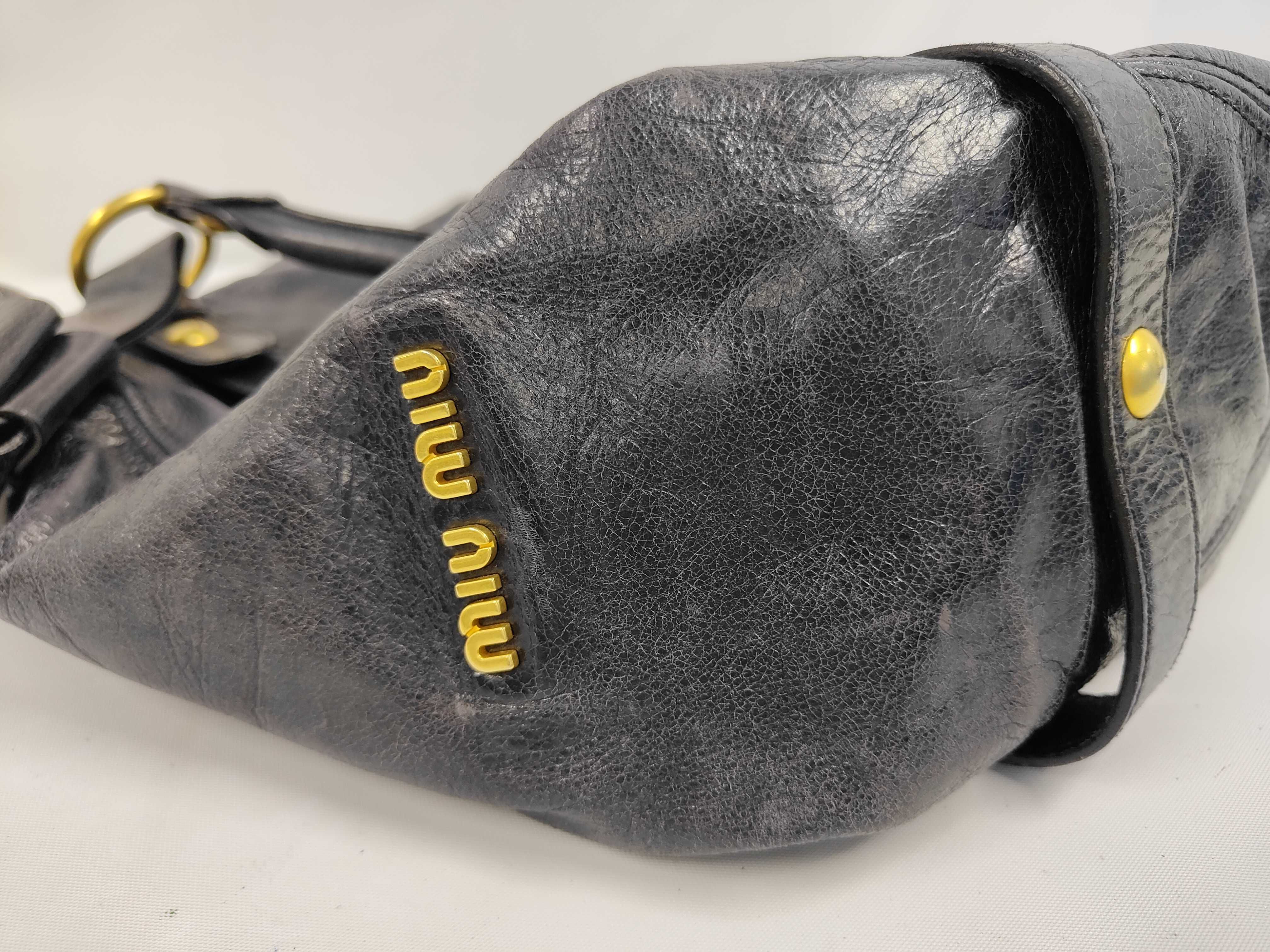 Ribbon Leather Handbag, Black with Gold Hardware, Shoulder Bag — view 10