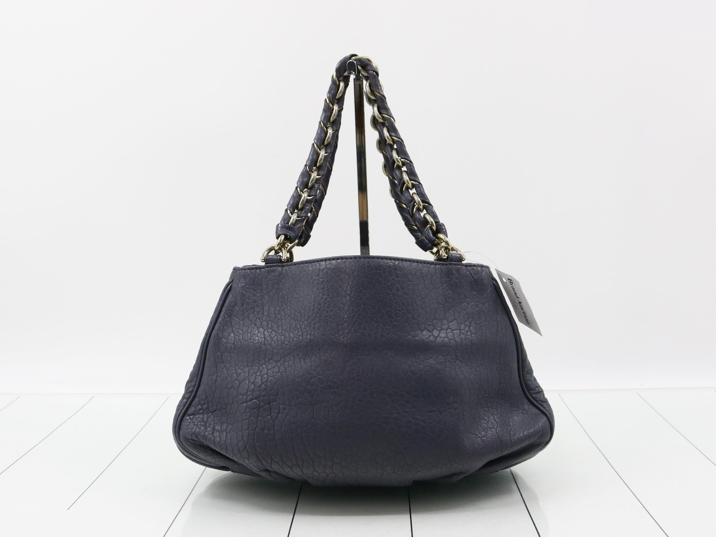 Mia Grained Leather Braided Chain Handbag One-Shoulder Bag — view 2