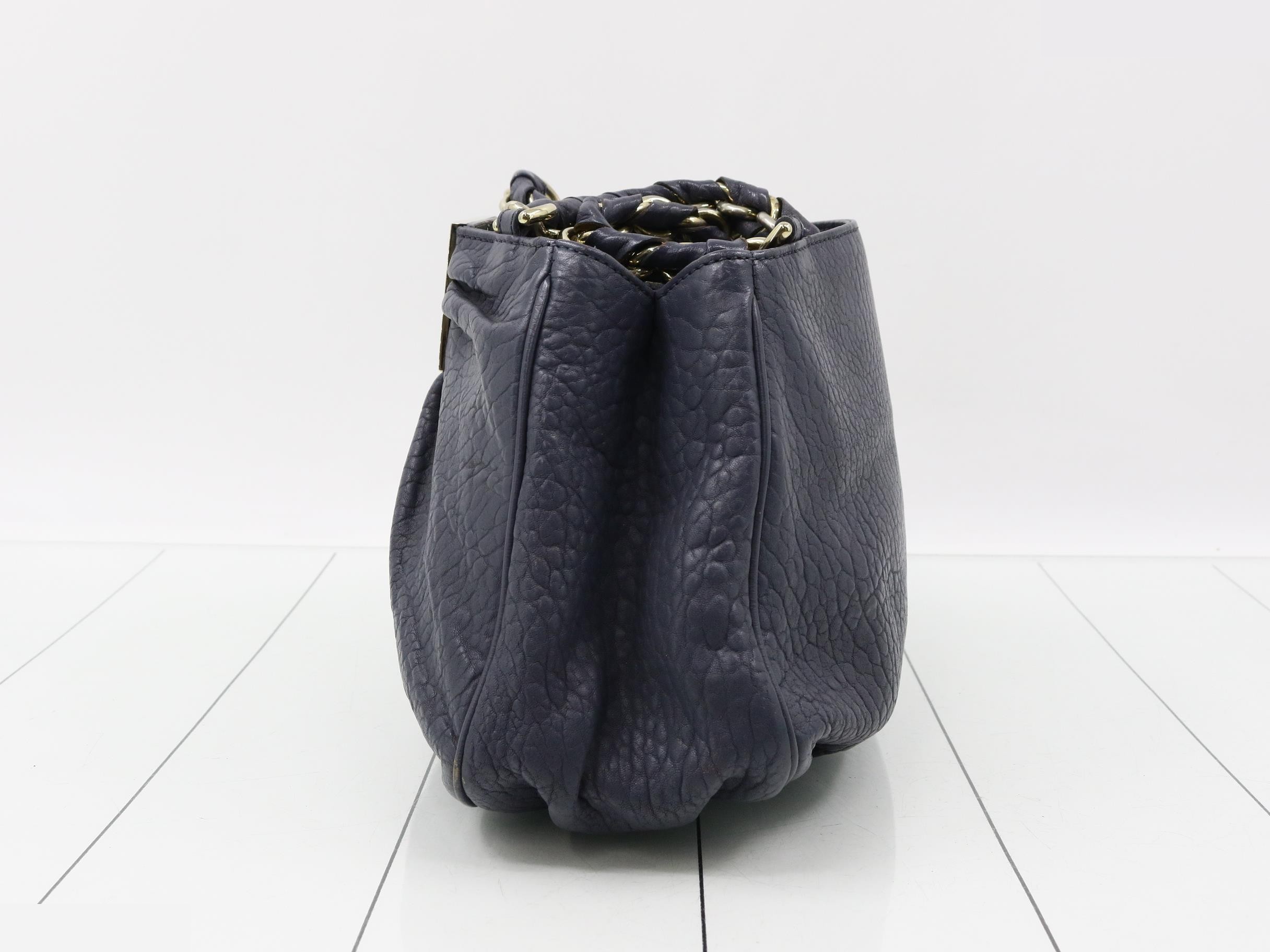 Mia Grained Leather Braided Chain Handbag One-Shoulder Bag — view 3