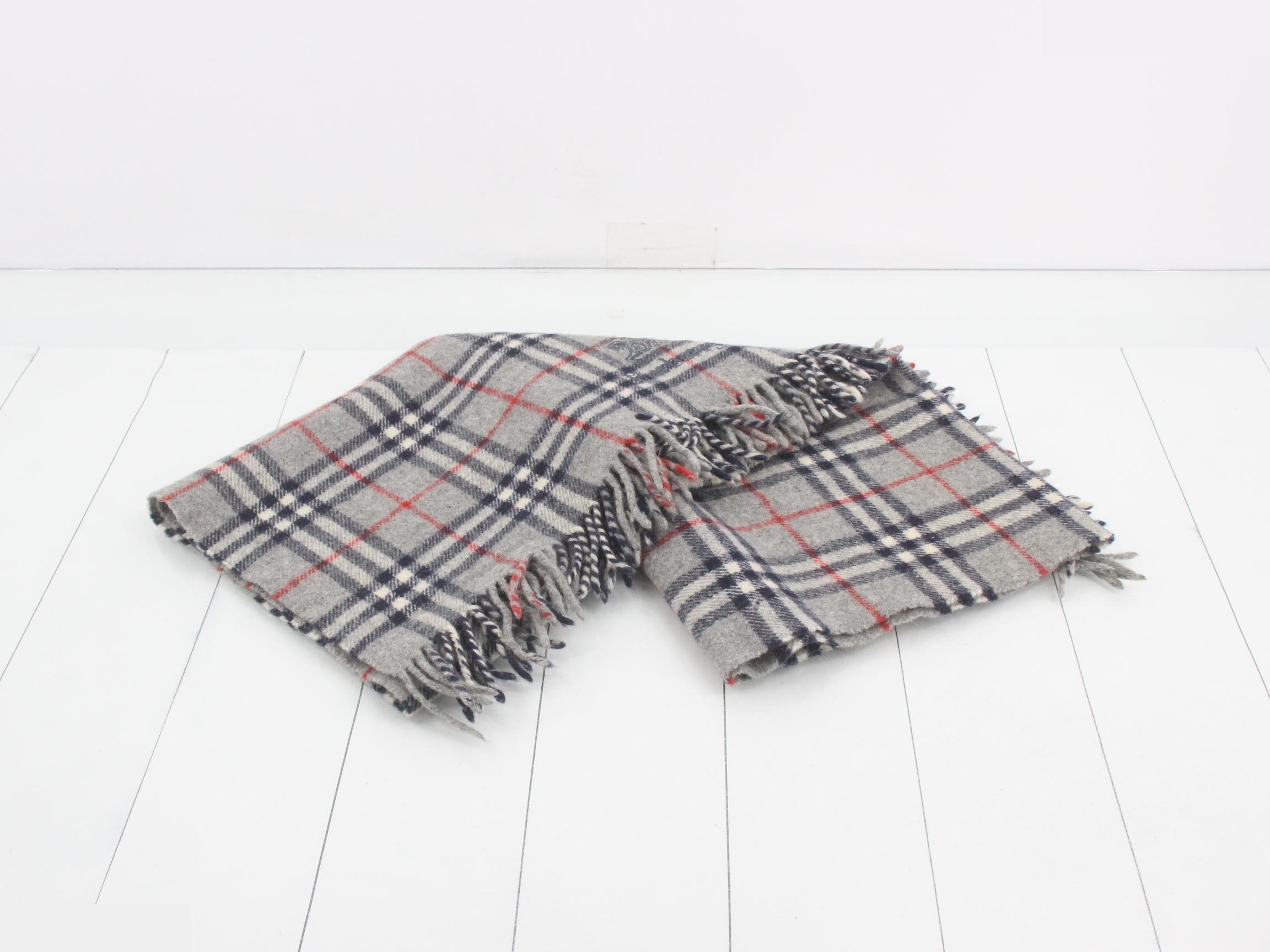 Tag attached. Burberry Nova Check lap blanket/shawl, gray. — view 2