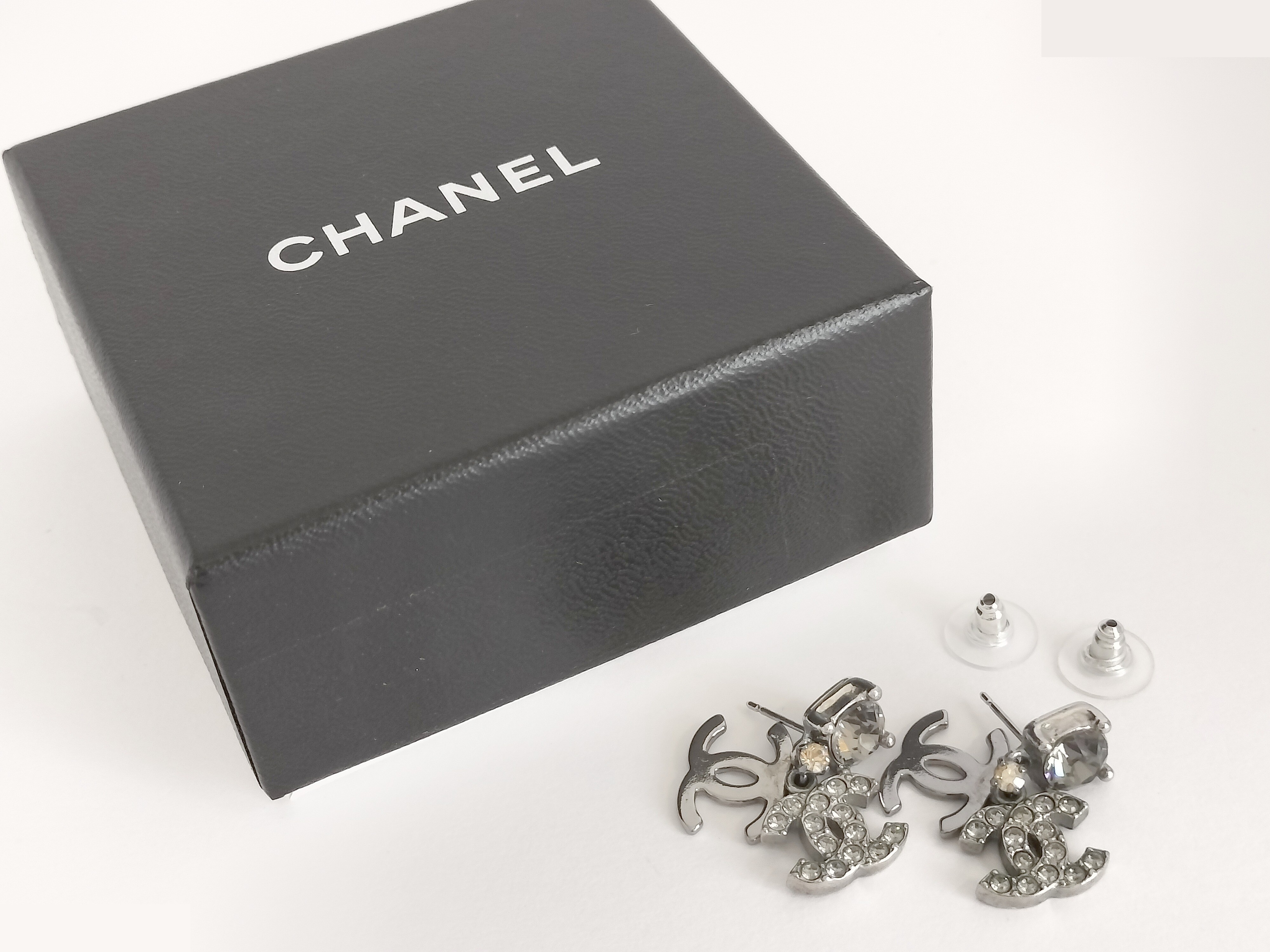 Coco rhinestone silver earrings — view 2