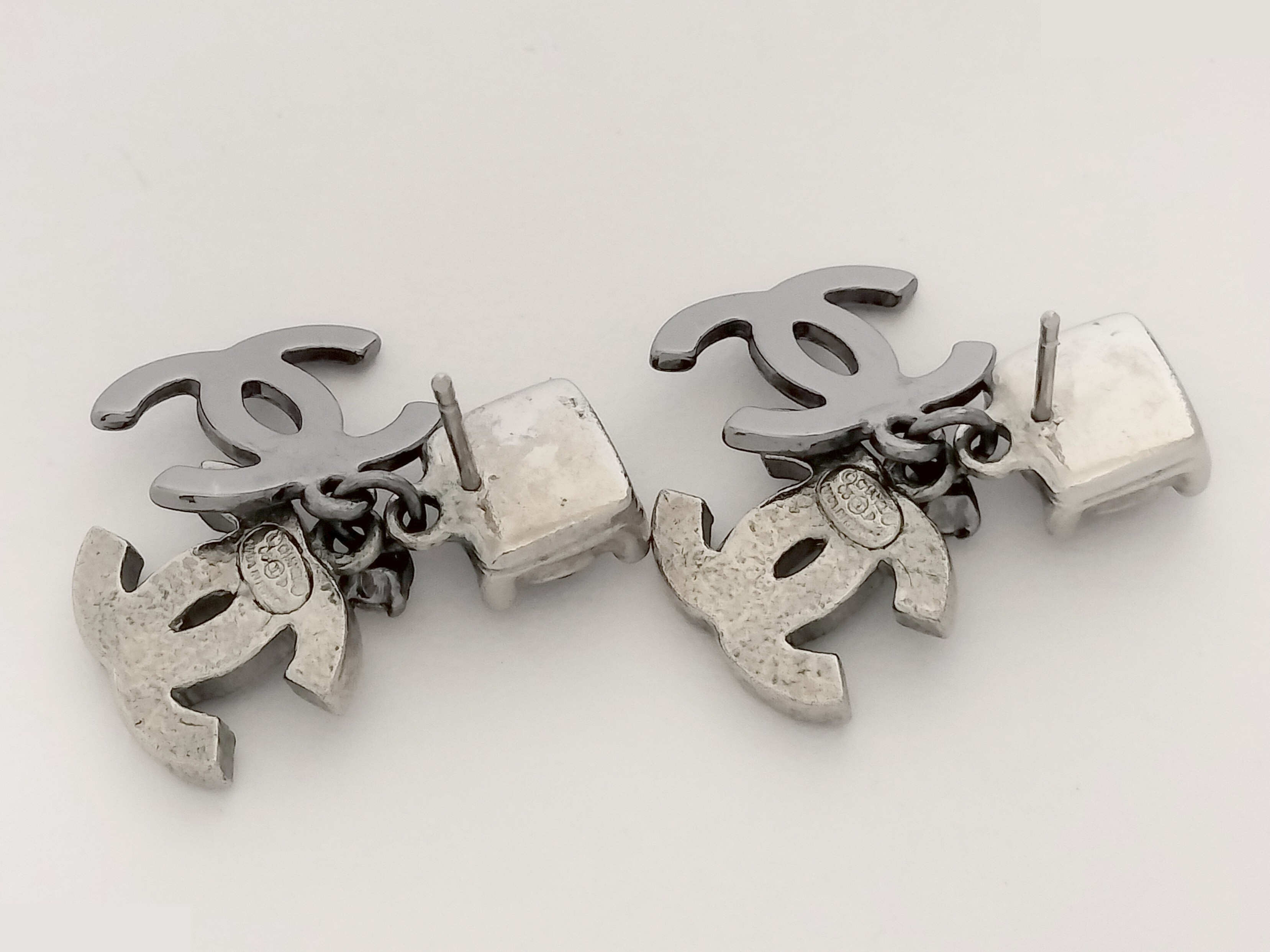 Coco rhinestone silver earrings — view 3