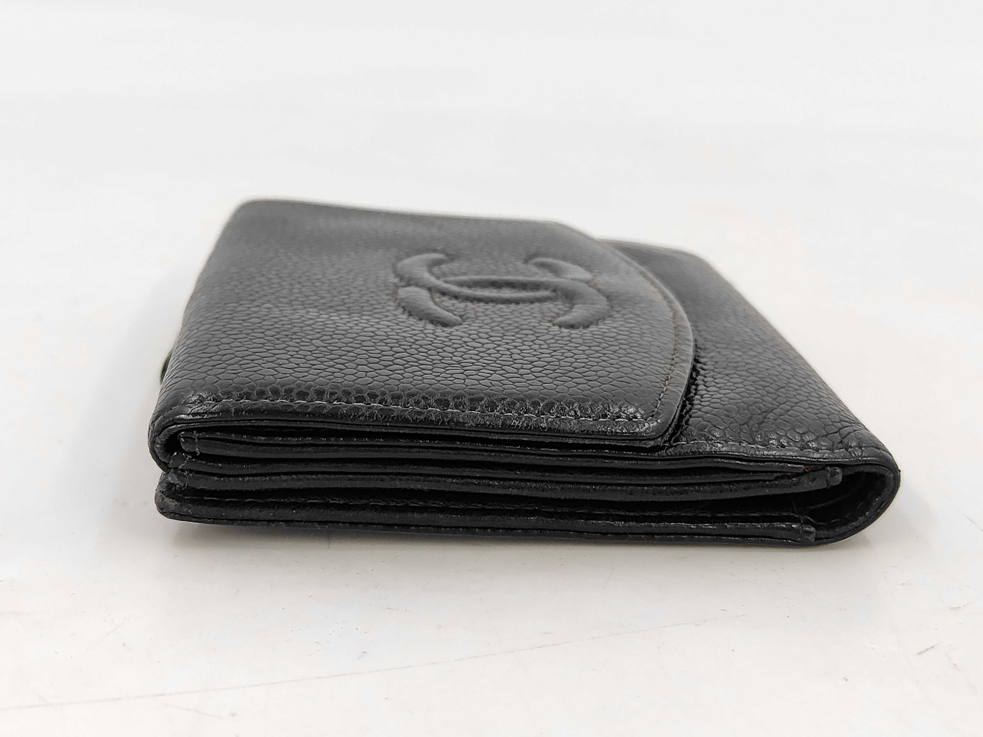 bi-fold wallet, caviar leather, gold hardware, black, 6893609 — view 5