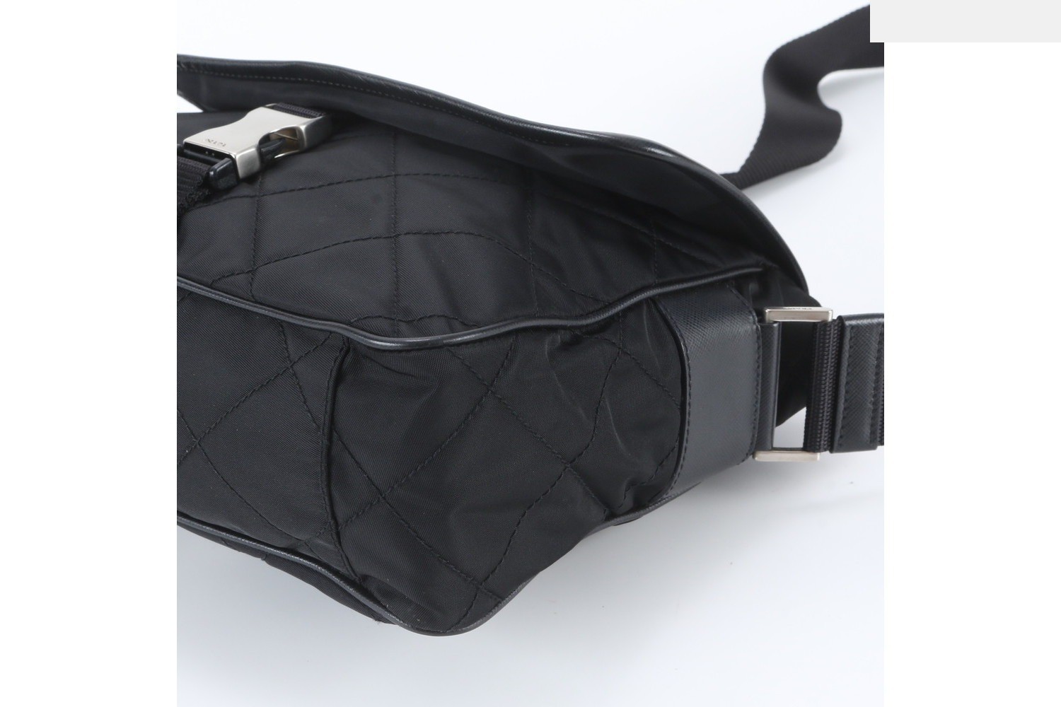 Tessuto Nylon Triangle Logo Leather Shoulder Bag — view 4
