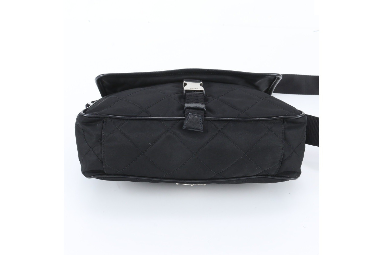 Tessuto Nylon Triangle Logo Leather Shoulder Bag — view 5
