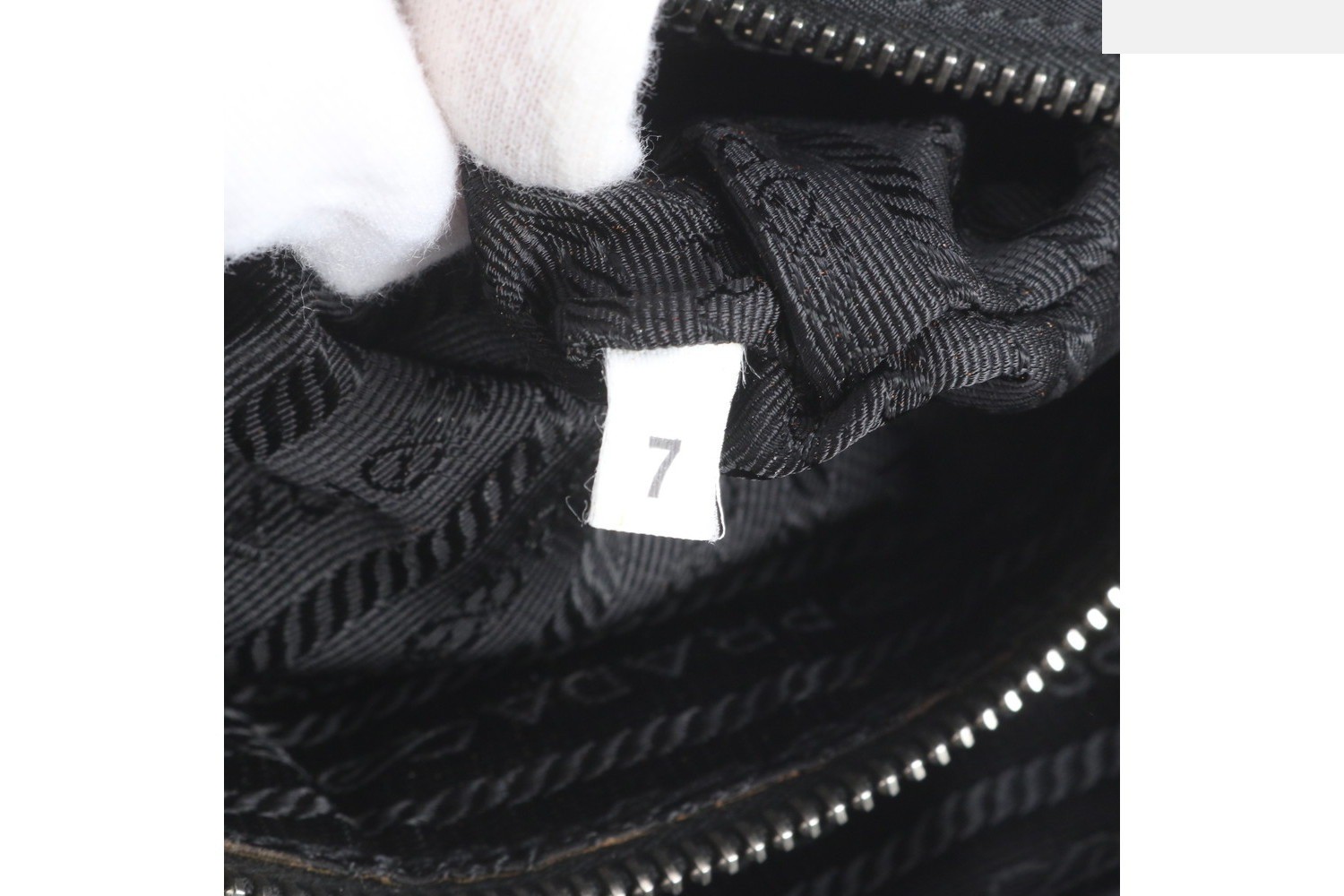 Tessuto Nylon Triangle Logo Leather Shoulder Bag — view 9