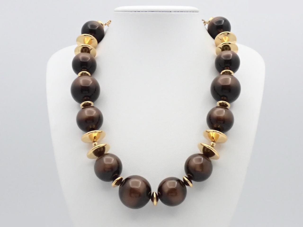 Other lines: Precious metal necklace, ball design, brown, chain approximately 50cm. — view 3