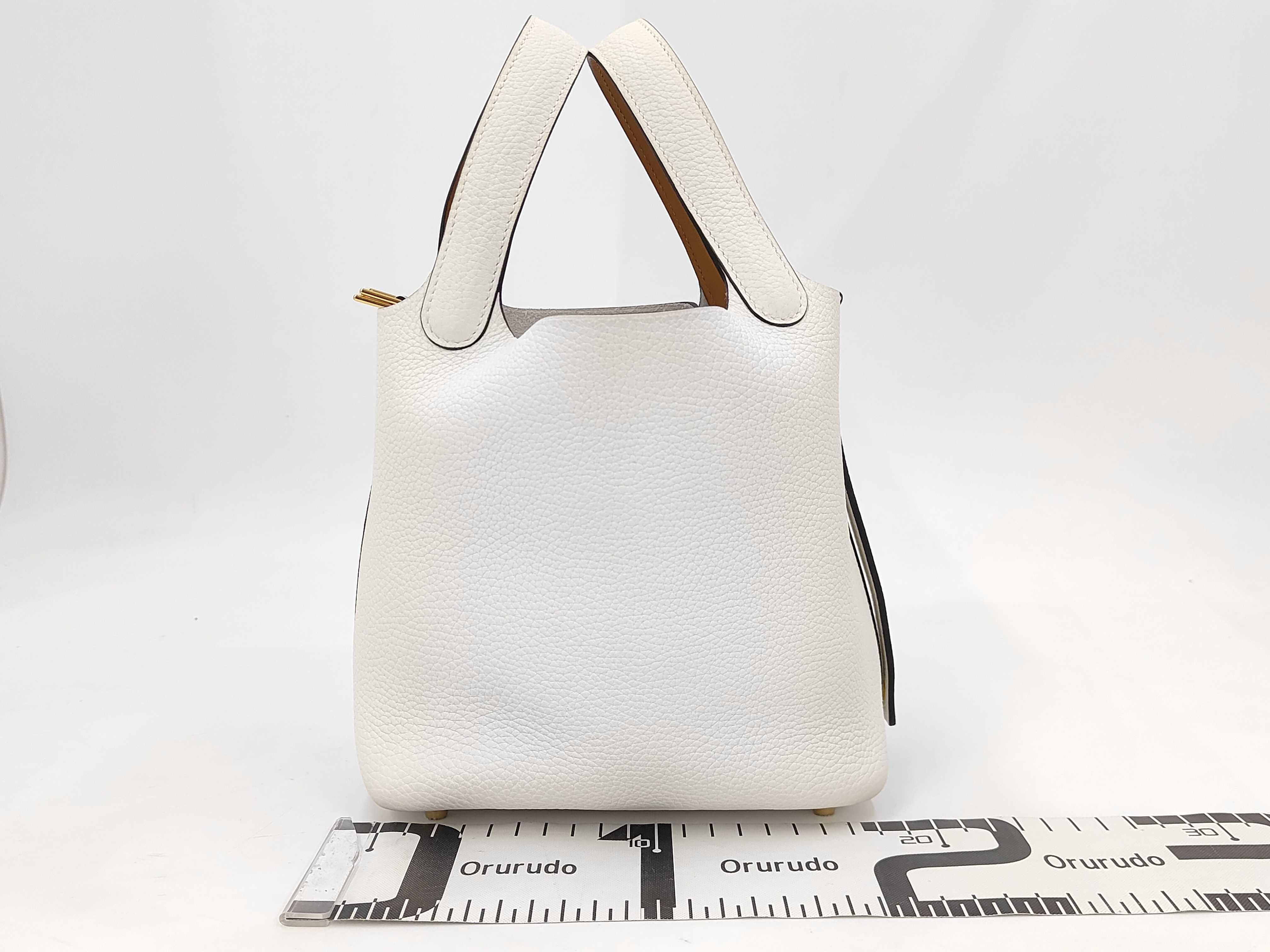 Picotin Lock PM Taurillon Clemence White Handbag (W stamp) — view 2