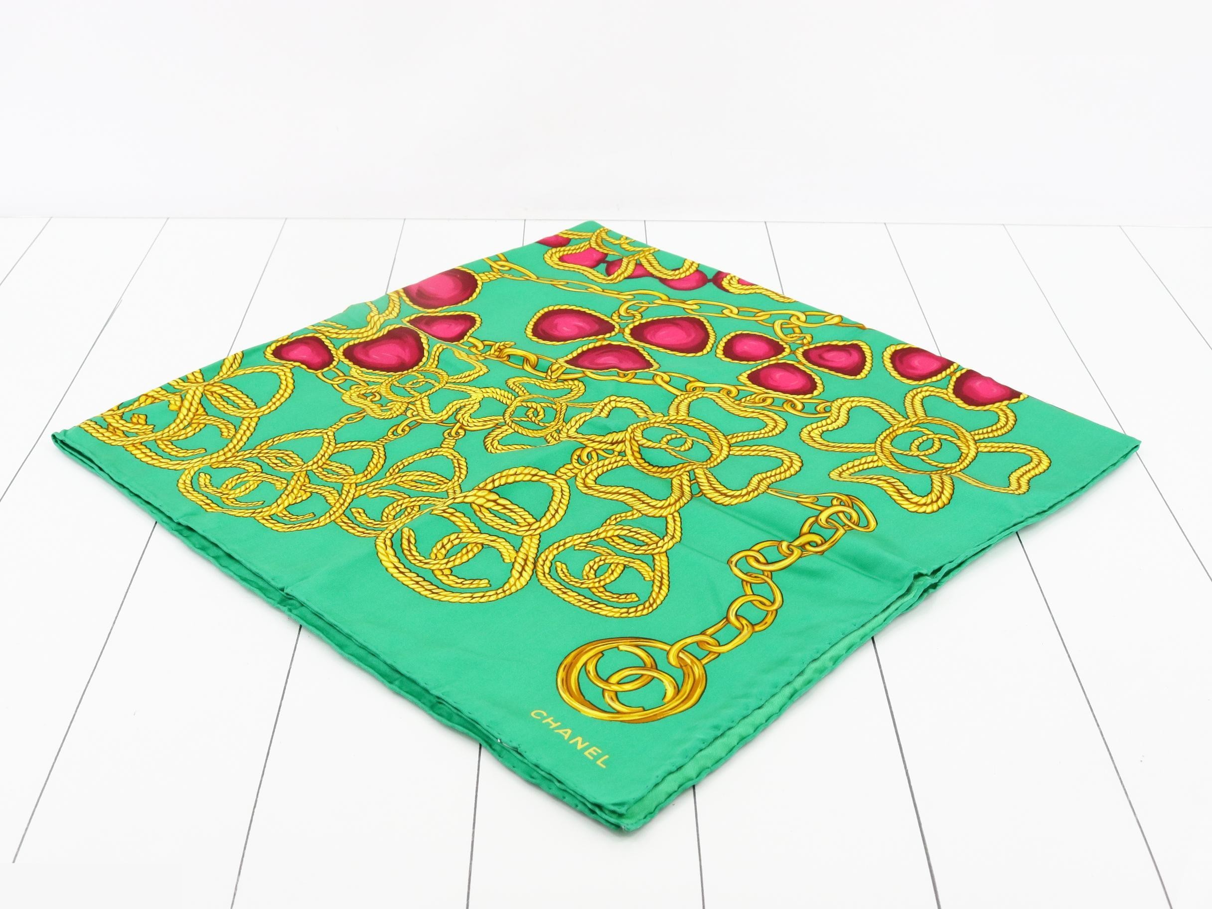 Coco Mark Vintage Large Silk Scarf with Tag and Case