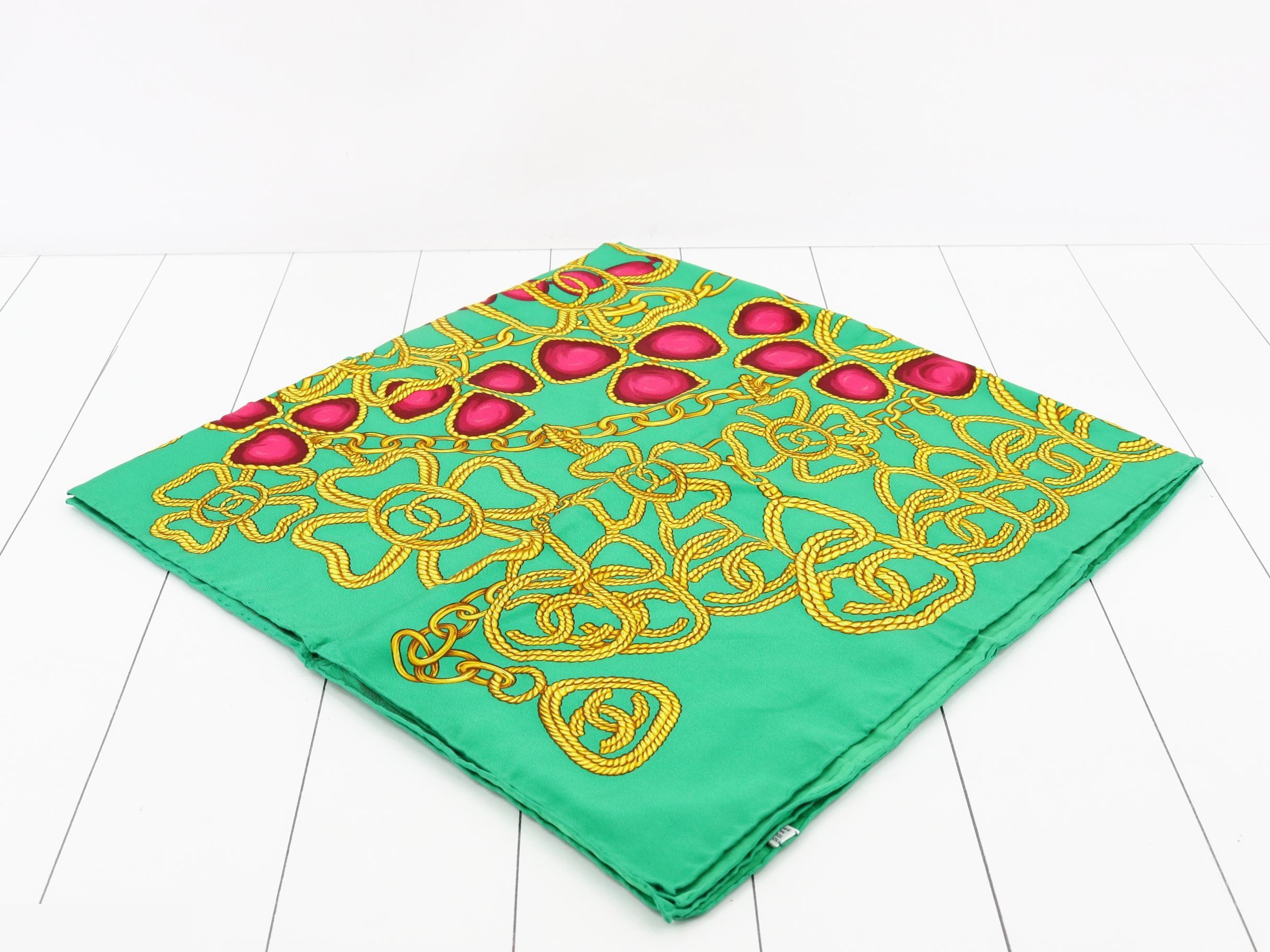 Coco Mark Vintage Large Silk Scarf with Tag and Case — view 2