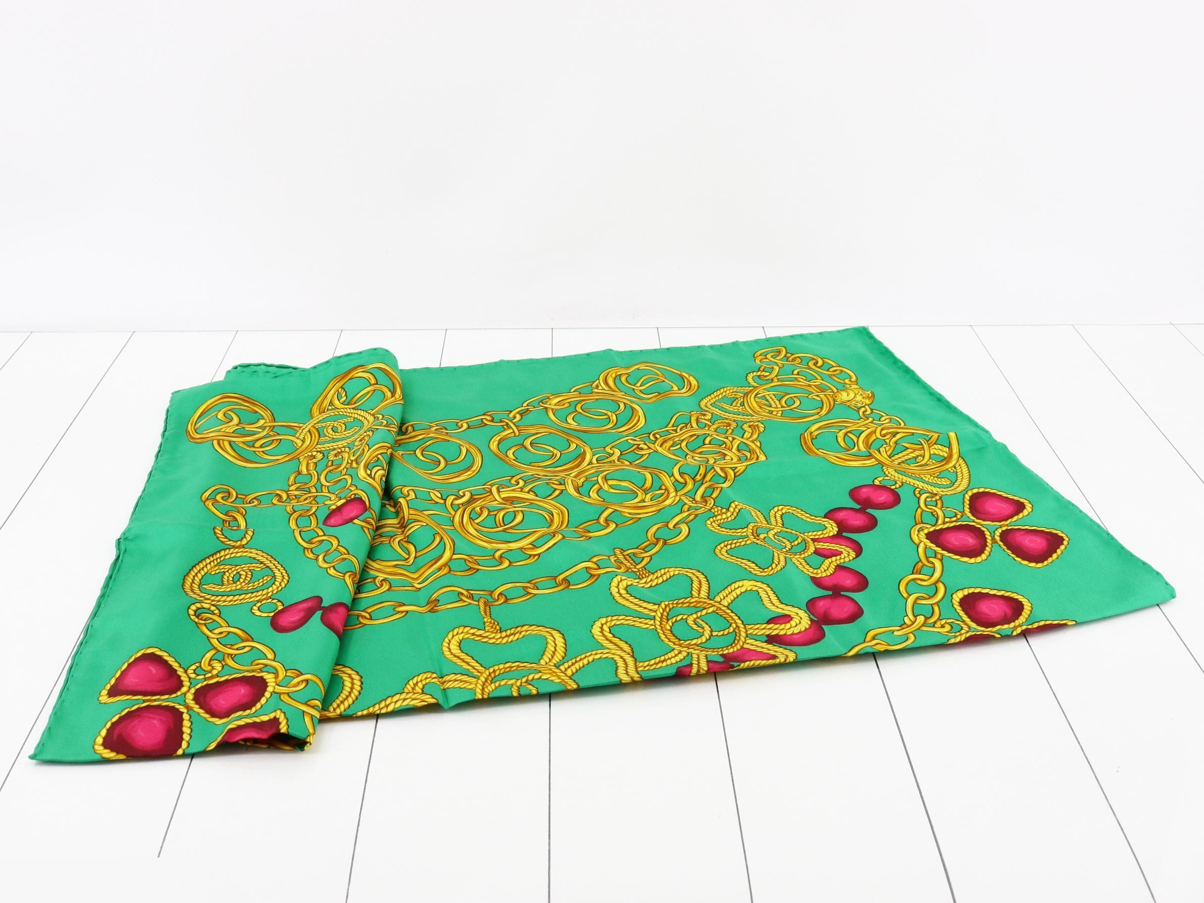 Coco Mark Vintage Large Silk Scarf with Tag and Case — view 3